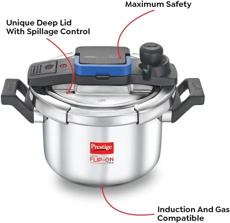 زودپز استیل پرستیژ Svachh Flip-On با ظرفیت 5.0 لیتر | زودپز سازگار با اجاق القایی | MPF20157 زودپز استیل پرستیژ Svachh Flip-On با ظرفیت 5.0 لیتر | زودپز سازگار با اجاق القایی | MPF20157