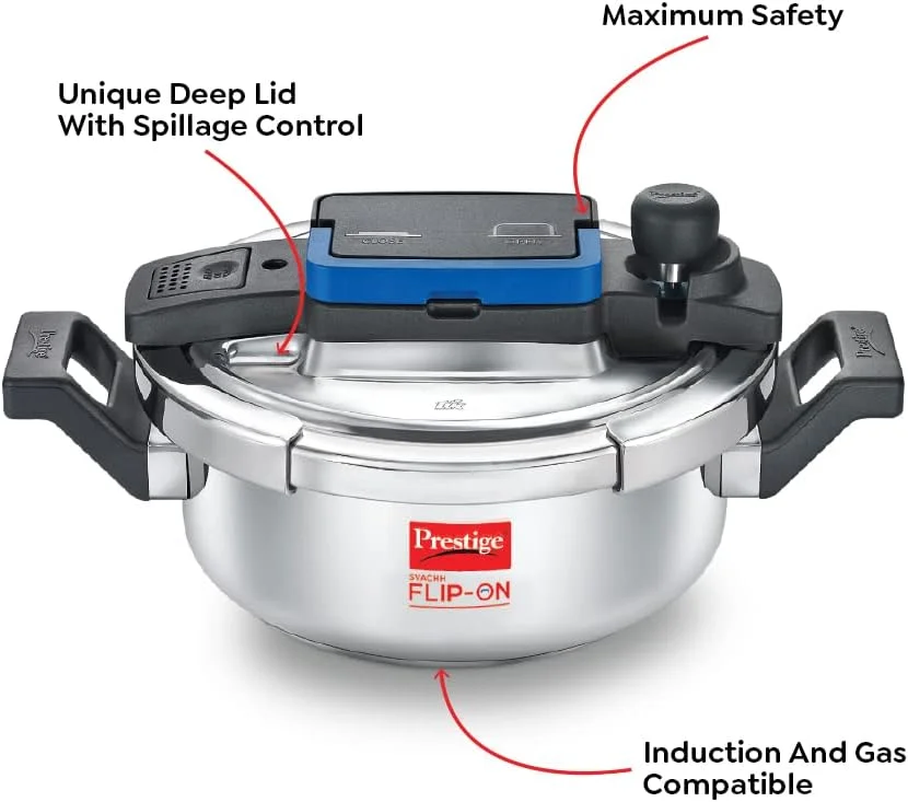 زودپز استیل پرستیژ مدل Svachh Flip-On Mini با ظرفیت 2.0 لیتر | زودپز سازگار با اجاق القایی | MPF20164 زودپز استیل پرستیژ مدل Svachh Flip-On Mini با ظرفیت 2.0 لیتر | زودپز سازگار با اجاق القایی | MPF20164
