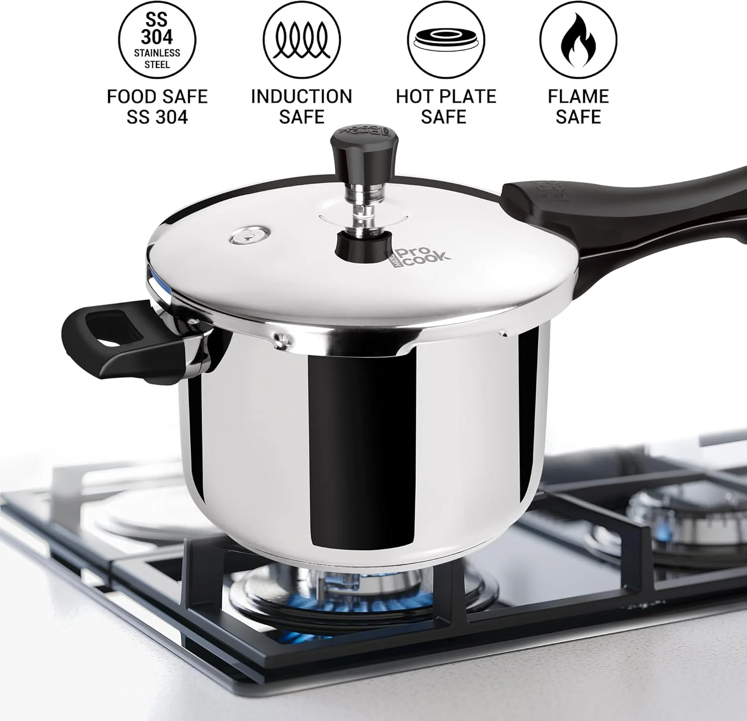 زودپز استیل سه لایه میلتون پرو کوک با درب بیرونی، 5 لیتر، نقره ای | قابل شستشو در ماشین ظرفشویی | ایمن برای مواد غذایی | ایمن برای اجاق القایی | ایمن برای صفحه گرمایشی | ایمن برای شعله