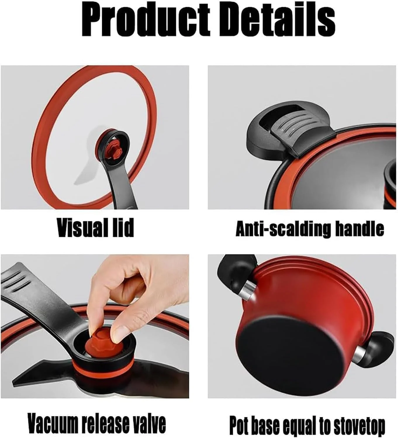 زودپز فشاری کوچک Seattleget، قابلمه فشاری Seattleget، زودپز Seattleget، زودپز فشاری کوچک، قابلمه فشاری برای پخت و پز، زودپز فشاری کوچک Seattleget (قرمز)