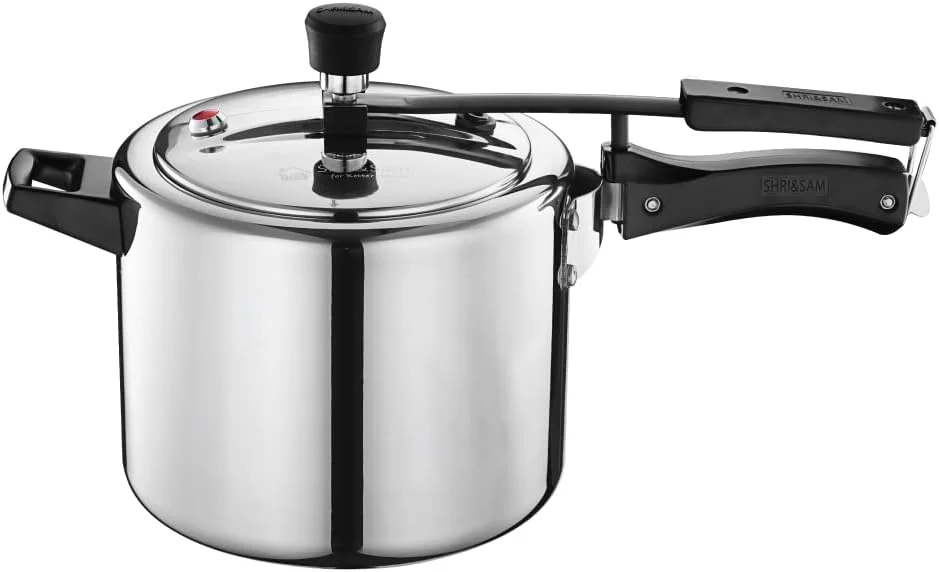 زودپز درب داخلی استیل ضد زنگ سه لایه 18/8 Shri & Sam، زودپز با شیر اطمینان اضافی، مناسب برای اجاق های القایی و گازی، نقره ای، (3 لیتر)