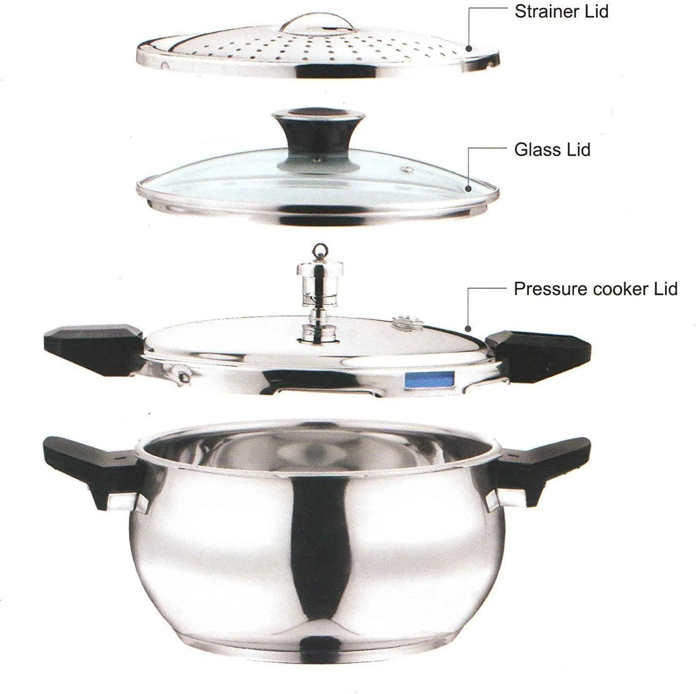 زودپز استیل ضد زنگ 5.5 لیتری مدل SMGPC-5.5  وینو، نقره ای