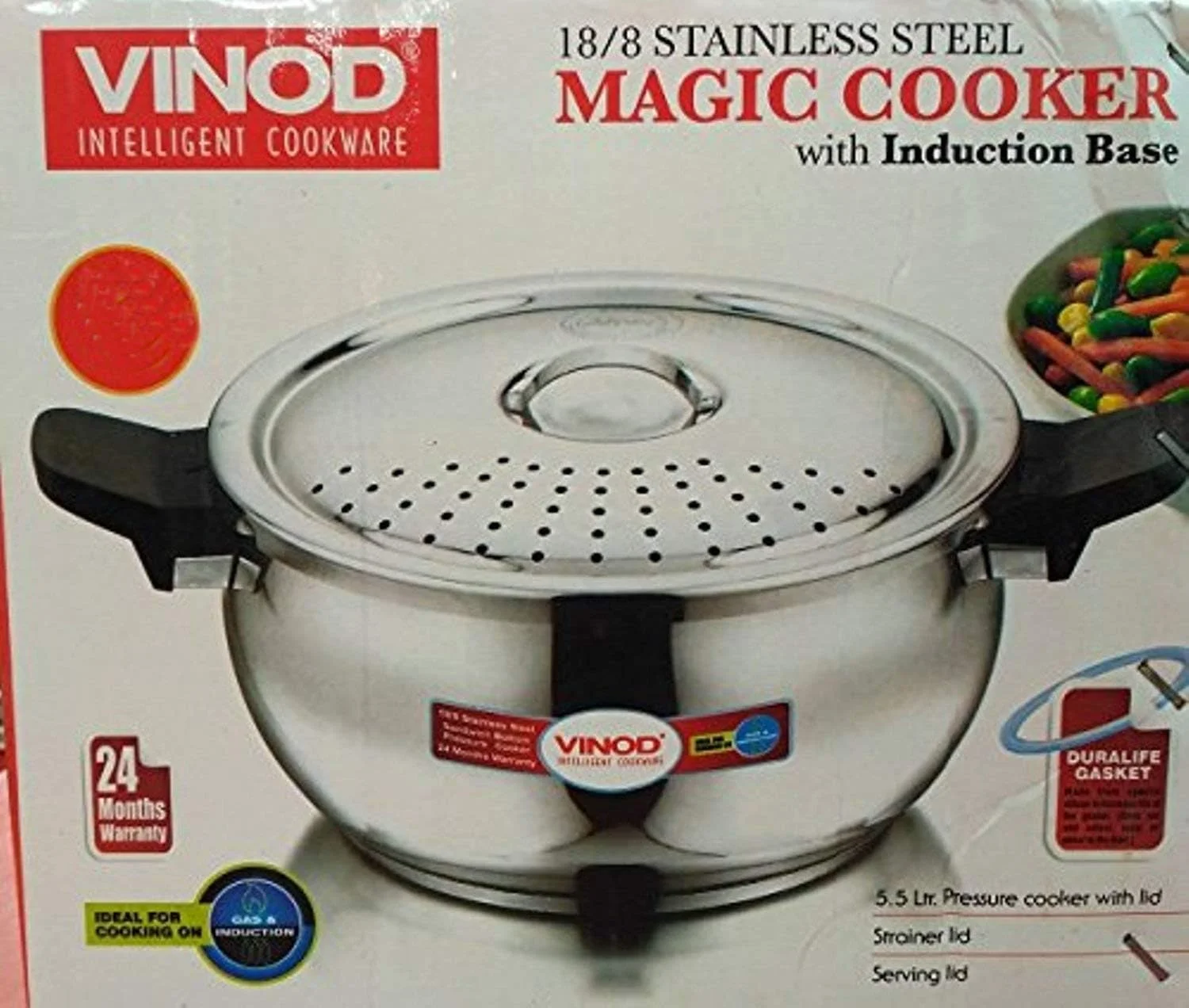 زودپز استیل ضد زنگ 5.5 لیتری مدل SMGPC-5.5  وینو، نقره ای