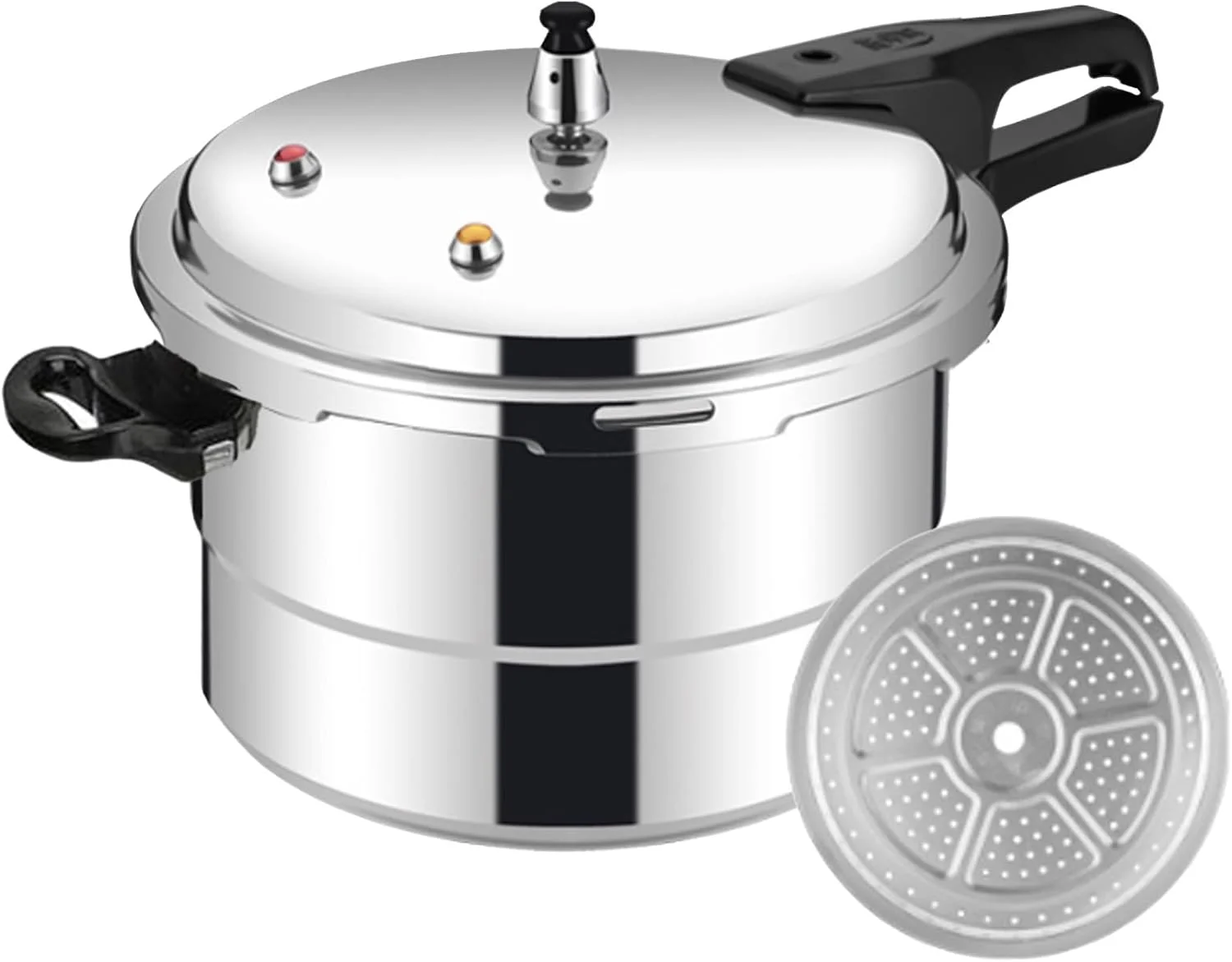 Stove Top Pressure Cooker - 5L Grain Cooker with Steamer Insert - Aluminum Alloy Cookware for Meat Poultry Seafood Vegetable Kitchen Cook Restaurant