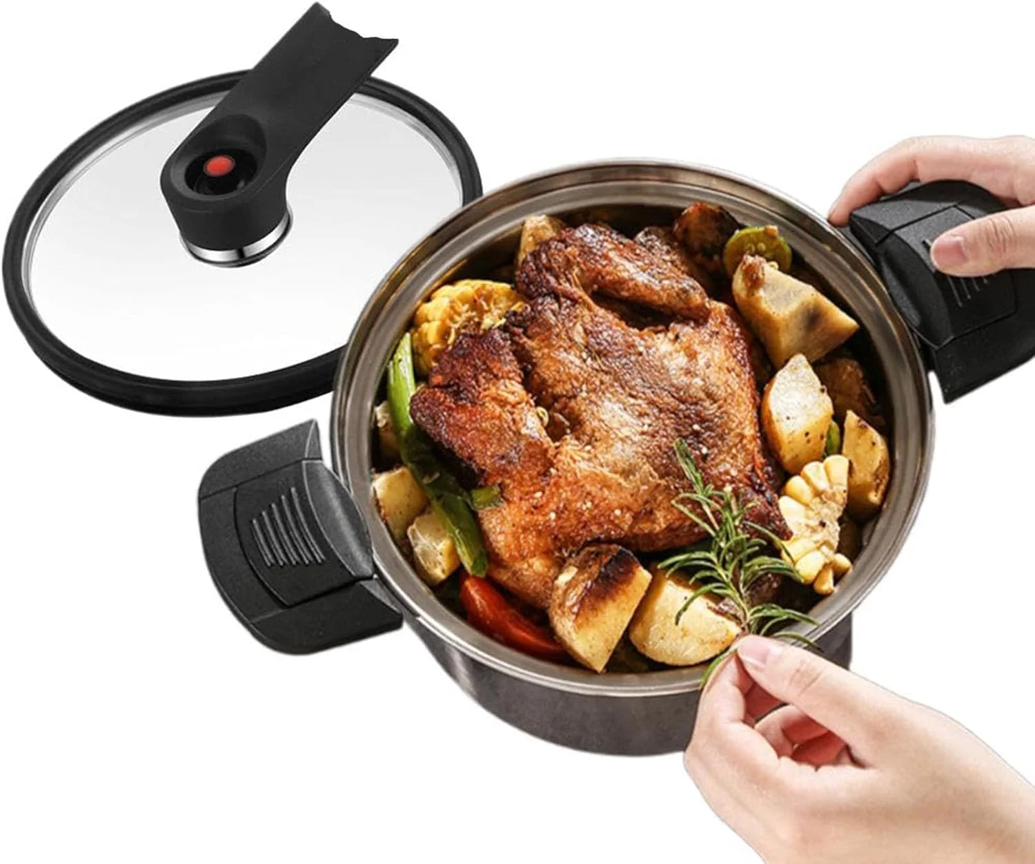 زودپز استیل 304، زودپز کم فشار چند منظوره با ظرفیت زیاد و عمیق، مناسب برای نمایشگاه های تجاری و هدایای تجاری، 20 سانتی متر