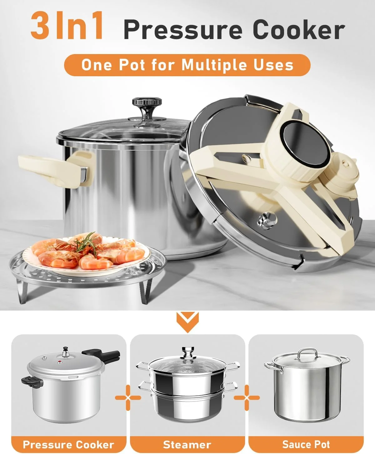 زودپز استیل 7 لیتری، ست 10 تکه Olla de presion، زودپز با 3 تنظیمات PSI، دریچه تخلیه و دستگاه های محافظتی متعدد، سازگار با اجاق گازهای القایی و گازی، قابل شستشو در ماشین ظرفشویی زودپز استیل 7 لیتری، ست 10 تکه Olla de presion، زودپز با 3 تنظیمات PSI، دریچه تخلیه و دستگاه های محافظتی متعدد، سازگار با اجاق گازهای القایی و گازی، قابل شستشو در ماشین ظرفشویی