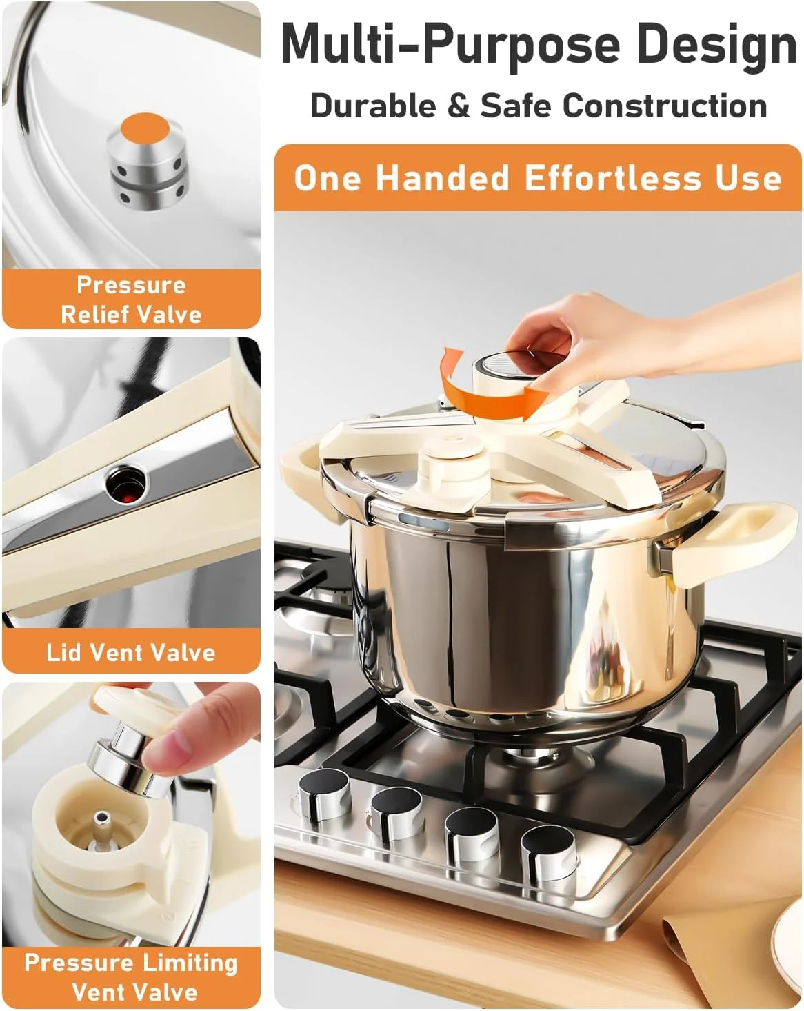 زودپز استیل 7 لیتری، ست 10 تکه Olla de presion، زودپز با 3 تنظیمات PSI، دریچه تخلیه و دستگاه های محافظتی متعدد، سازگار با اجاق گازهای القایی و گازی، قابل شستشو در ماشین ظرفشویی زودپز استیل 7 لیتری، ست 10 تکه Olla de presion، زودپز با 3 تنظیمات PSI، دریچه تخلیه و دستگاه های محافظتی متعدد، سازگار با اجاق گازهای القایی و گازی، قابل شستشو در ماشین ظرفشویی