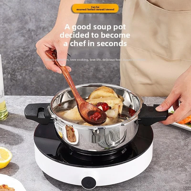 زودپز استیل 304، قابلمه پخت سریع 7 اینچی با شیر اطمینان، داخل آینه ای، دسته های باکالیت