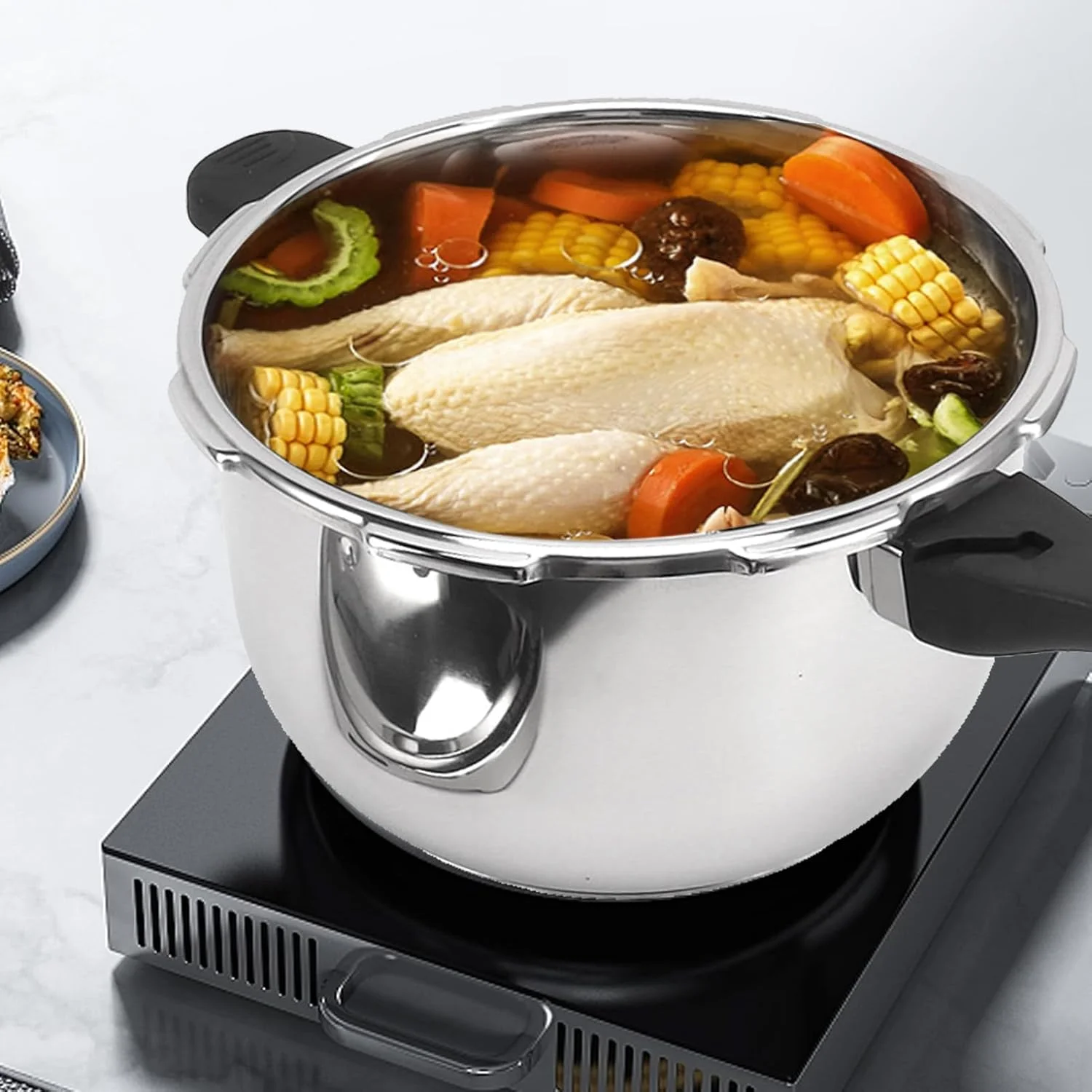 زودپز استیل ضد زنگ، چند منظوره با شیر اطمینان، 80KPA، دسته دار، قابلمه برای پخت و پز سریع و کارآمد (4 لیتر) زودپز استیل ضد زنگ، چند منظوره با شیر اطمینان، 80KPA، دسته دار، قابلمه برای پخت و پز سریع و کارآمد (4 لیتر)