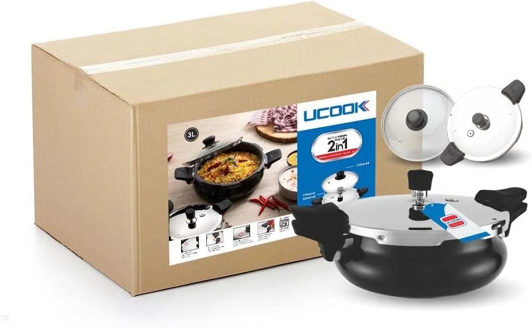 یوکوک بای یونایتد اکتا گروپ، قابلمه زودپز هارد آنادایز شده با دو درب، 2 در 1، مناسب برای اجاق های القایی، 3 لیتری، مدل هندی، چند منظوره، درب بیرونی، مشکی یوکوک بای یونایتد اکتا گروپ، قابلمه زودپز هارد آنادایز شده با دو درب، 2 در 1، مناسب برای اجاق های القایی، 3 لیتری، مدل هندی، چند منظوره، درب بیرونی، مشکی