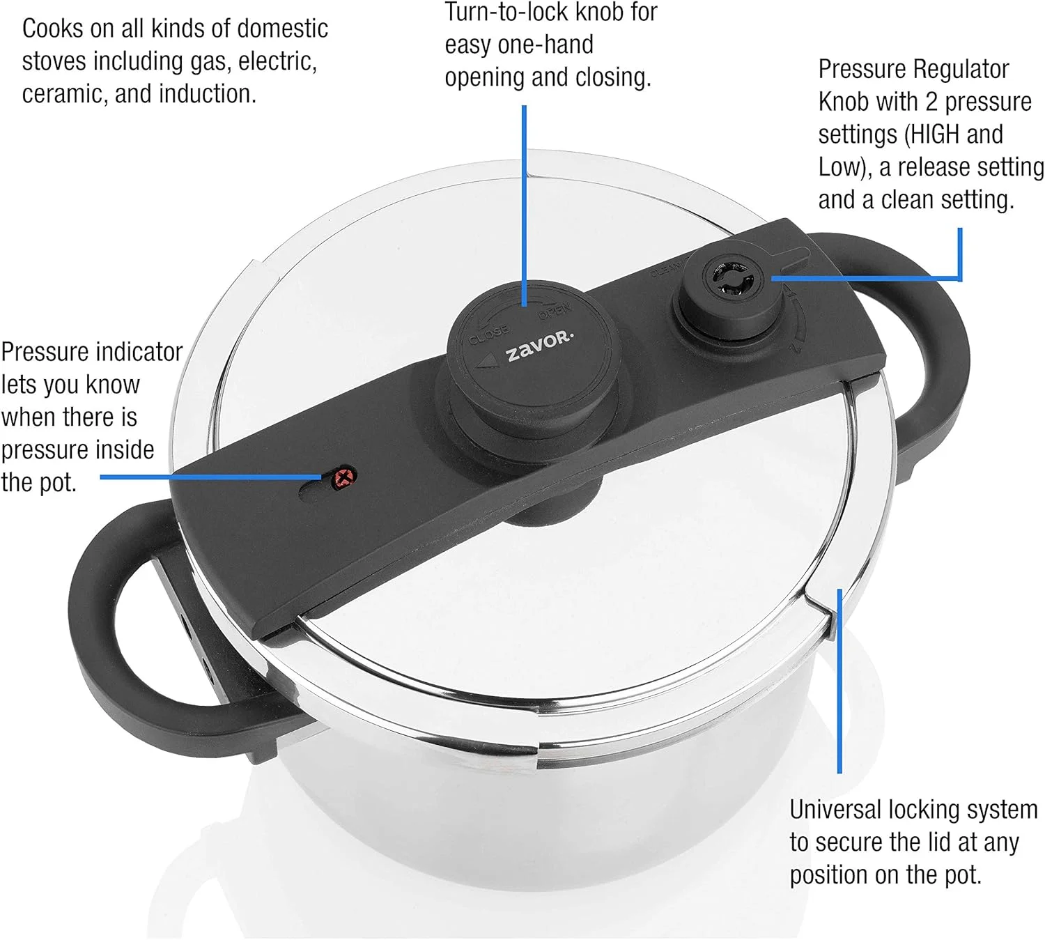زاور زودپز ایزی لاک (۷.۴ کوارت) زاور زودپز ایزی لاک (۷.۴ کوارت)