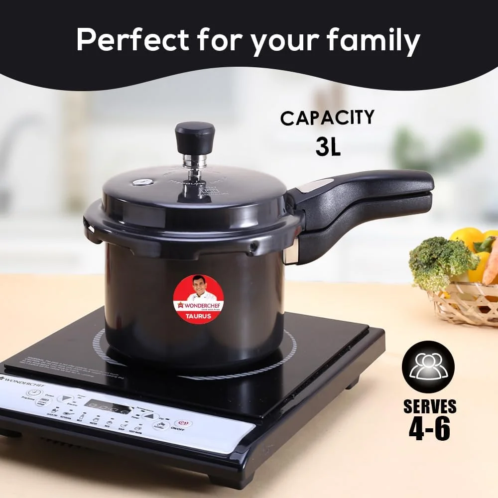 زودپز درب بیرونی هارد آنادایز شده واندرشف تائوروس، 3 لیتر، دستگیره های لمسی خنک برای دوام، مناسب برای اجاق های القایی، مشکی، دارای گواهی ISI زودپز درب بیرونی هارد آنادایز شده واندرشف تائوروس، 3 لیتر، دستگیره های لمسی خنک برای دوام، مناسب برای اجاق های القایی، مشکی، دارای گواهی ISI