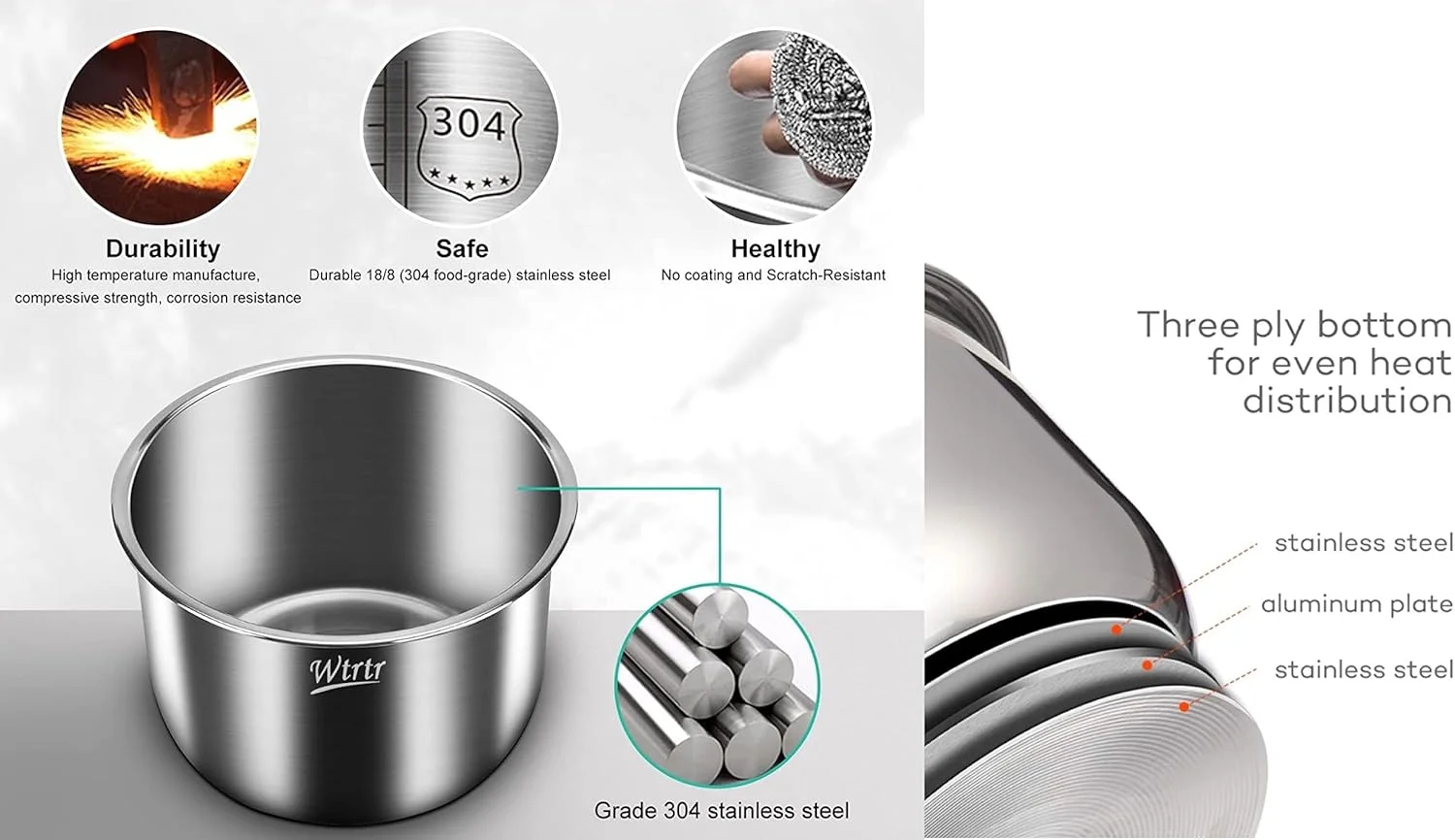 دیگ داخلی نچسب زودپز برقی Wtrtr، 6 کوارت. دیگ 24-16.2 سانتی متری (استیل ضد زنگ 7-6 لیتری) دیگ داخلی نچسب زودپز برقی Wtrtr، 6 کوارت. دیگ 24-16.2 سانتی متری (استیل ضد زنگ 7-6 لیتری)