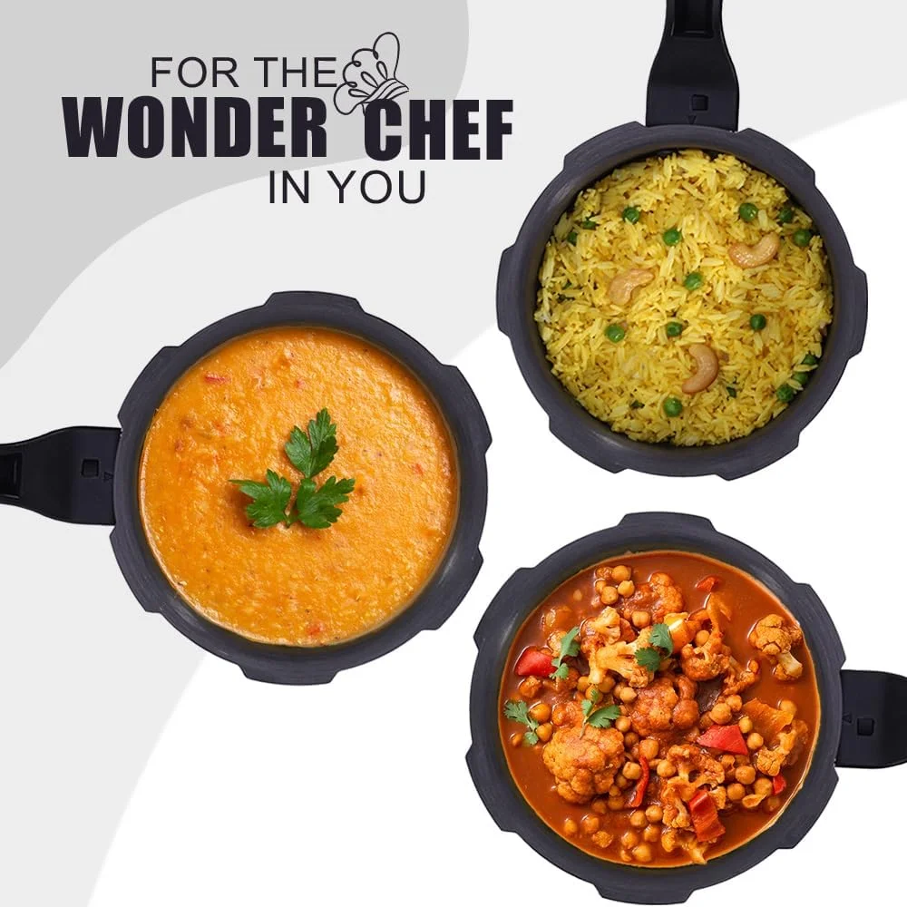 زودپز درب بیرونی هارد آنادایز شده واندرشف تائوروس، 3 لیتر، دستگیره های لمسی خنک برای دوام، مناسب برای اجاق های القایی، مشکی، دارای گواهی ISI زودپز درب بیرونی هارد آنادایز شده واندرشف تائوروس، 3 لیتر، دستگیره های لمسی خنک برای دوام، مناسب برای اجاق های القایی، مشکی، دارای گواهی ISI