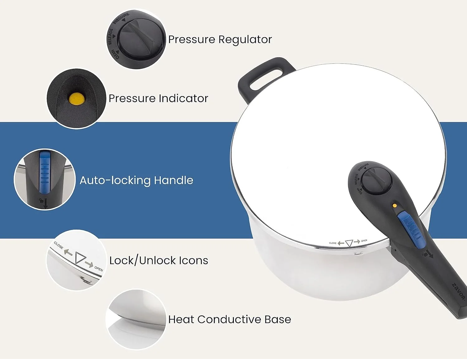 زودپز و کنسرو ساز 4.2 لیتری Zavor ZPot با فشار 15 PSI - استیل ضد زنگ براق (ZCWSP01) زودپز و کنسرو ساز 4.2 لیتری Zavor ZPot با فشار 15 PSI - استیل ضد زنگ براق (ZCWSP01)