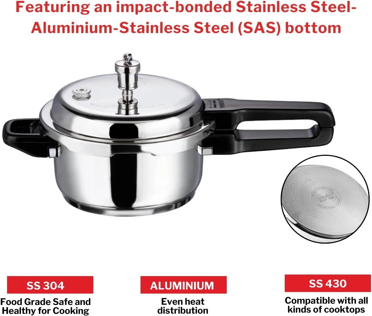 زودپز استیل ضد زنگ 18/8 با درب بیرونی معمولی - 3 لیتری زودپز استیل ضد زنگ 18/8 با درب بیرونی معمولی - 3 لیتری