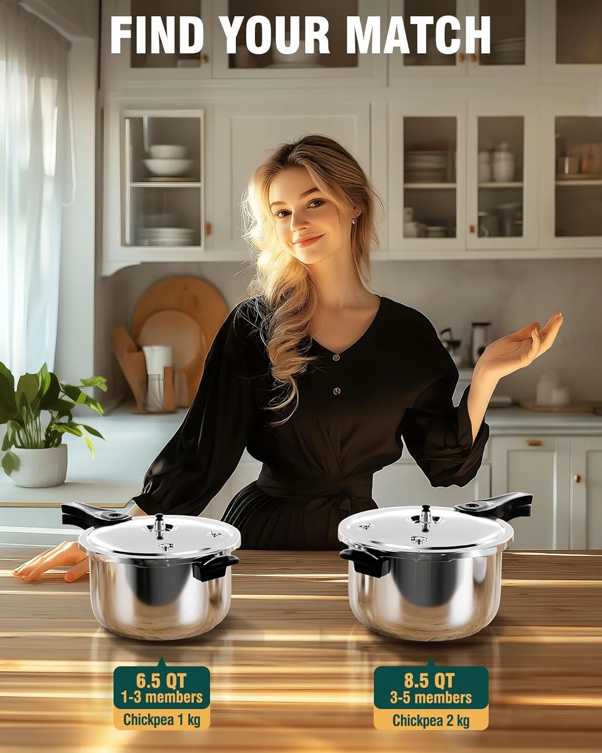 زودپز استیل WantJoin با ظرفیت 6 کوارت، قابلمه زودپز تجاری مناسب برای پخت و پز تحت فشار یا بخارپز کردن، سازگار با اجاق گاز و اجاق القایی زودپز استیل WantJoin با ظرفیت 6 کوارت، قابلمه زودپز تجاری مناسب برای پخت و پز تحت فشار یا بخارپز کردن، سازگار با اجاق گاز و اجاق القایی