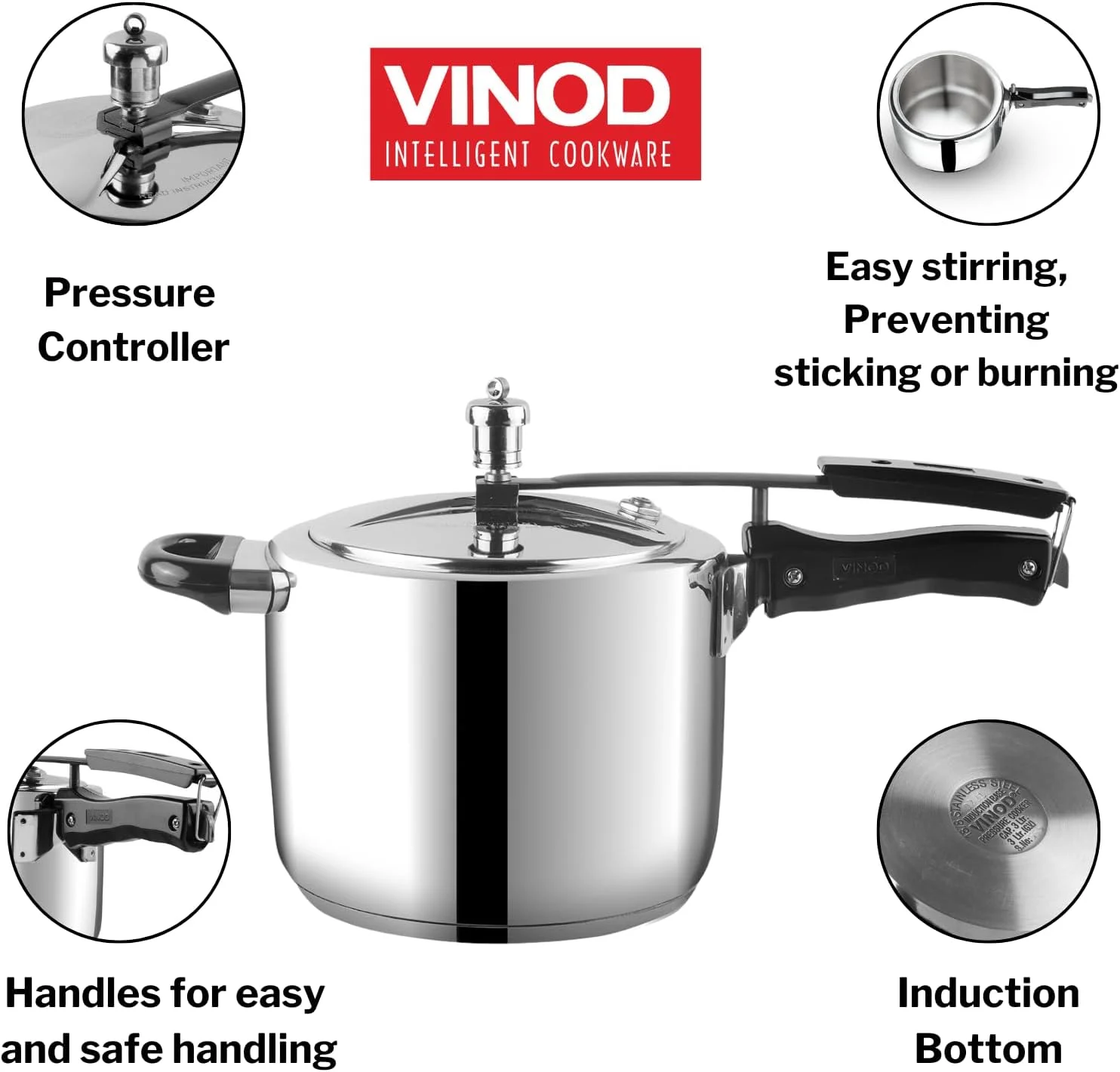 زودپز استیل ضد زنگ 18/8 با کفه ساندویچی و درب داخلی - 5 لیتر زودپز استیل ضد زنگ 18/8 با کفه ساندویچی و درب داخلی - 5 لیتر