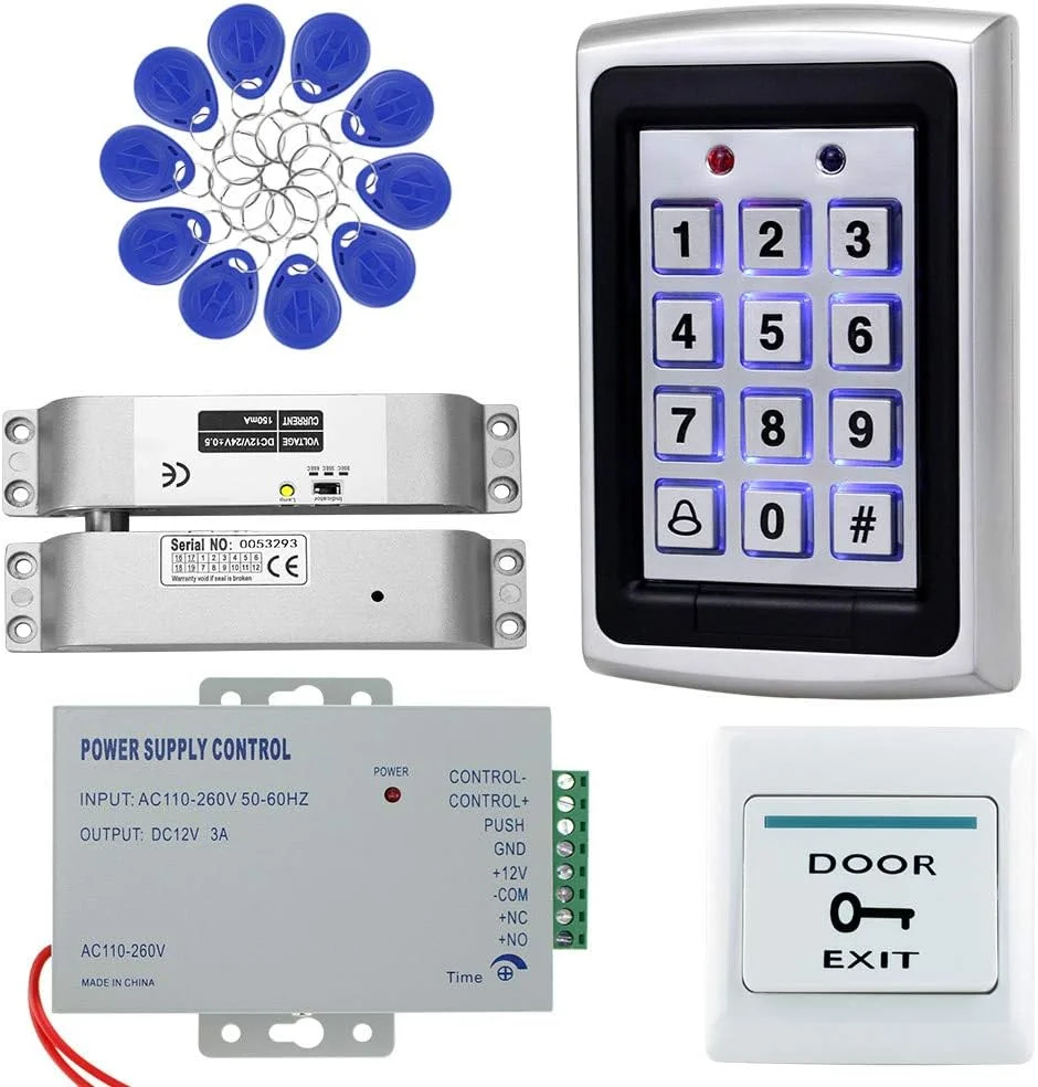 کیت سیستم کنترل دسترسی کامل OBO HANDS شامل صفحه کلید فلزی 1000 کاربر + قفل برقی DC 12V + منبع تغذیه 12V 3A + دکمه خروج درب + 10 عدد جاسوئیچی RFID آبی 125 کیلوهرتز (همراه با قفل برقی) کیت سیستم کنترل دسترسی کامل OBO HANDS شامل صفحه کلید فلزی 1000 کاربر + قفل برقی DC 12V + منبع تغذیه 12V 3A + دکمه خروج درب + 10 عدد جاسوئیچی RFID آبی 125 کیلوهرتز (همراه با قفل برقی)
