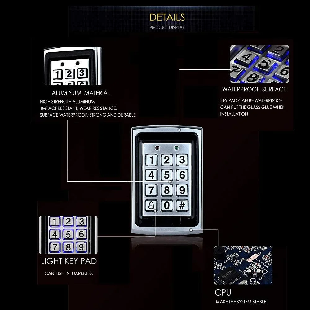 کیت سیستم کنترل دسترسی کامل OBO HANDS شامل صفحه کلید فلزی 1000 کاربر + قفل برقی DC 12V + منبع تغذیه 12V 3A + دکمه خروج درب + 10 عدد جاسوئیچی RFID آبی 125 کیلوهرتز (همراه با قفل برقی) کیت سیستم کنترل دسترسی کامل OBO HANDS شامل صفحه کلید فلزی 1000 کاربر + قفل برقی DC 12V + منبع تغذیه 12V 3A + دکمه خروج درب + 10 عدد جاسوئیچی RFID آبی 125 کیلوهرتز (همراه با قفل برقی)