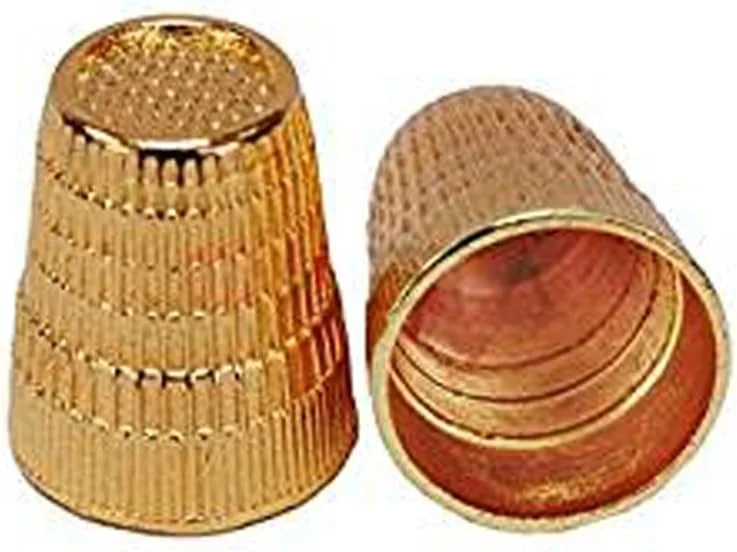 esowemsn 2 عدد انگشتانه فلزی طلایی محافظ انگشت لغزنده، محافظ سوزن برای خیاطی و صنایع دستی DIY