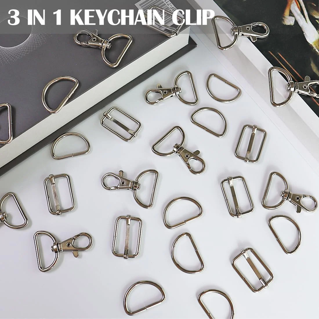 Ewparts گیره جاکلیدی با قلاب چرخشی و حلقه های D و سگک های لغزنده، بسته 60 عددی عمده برای بست کیف دستی، بند، کوله پشتی، کیف، لوازم جانبی کیف DIY حلقه D قلاب زنجیره کلید برای ساخت کیف (1 اینچ) Ewparts گیره جاکلیدی با قلاب چرخشی و حلقه های D و سگک های لغزنده، بسته 60 عددی عمده برای بست کیف دستی، بند، کوله پشتی، کیف، لوازم جانبی کیف DIY حلقه D قلاب زنجیره کلید برای ساخت کیف (1 اینچ)