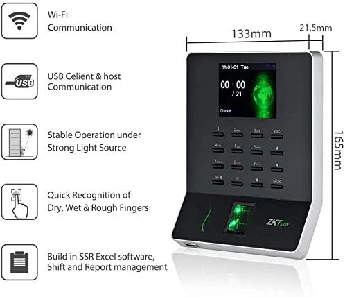 دستگاه حضور و غیاب اثر انگشتی ZKTeco WL20 | ترمینال بیومتریک حضور و غیاب با اتصال Wi-Fi و USB | نرم افزار رایگان مبتنی بر ابر دستگاه حضور و غیاب اثر انگشتی ZKTeco WL20 | ترمینال بیومتریک حضور و غیاب با اتصال Wi-Fi و USB | نرم افزار رایگان مبتنی بر ابر