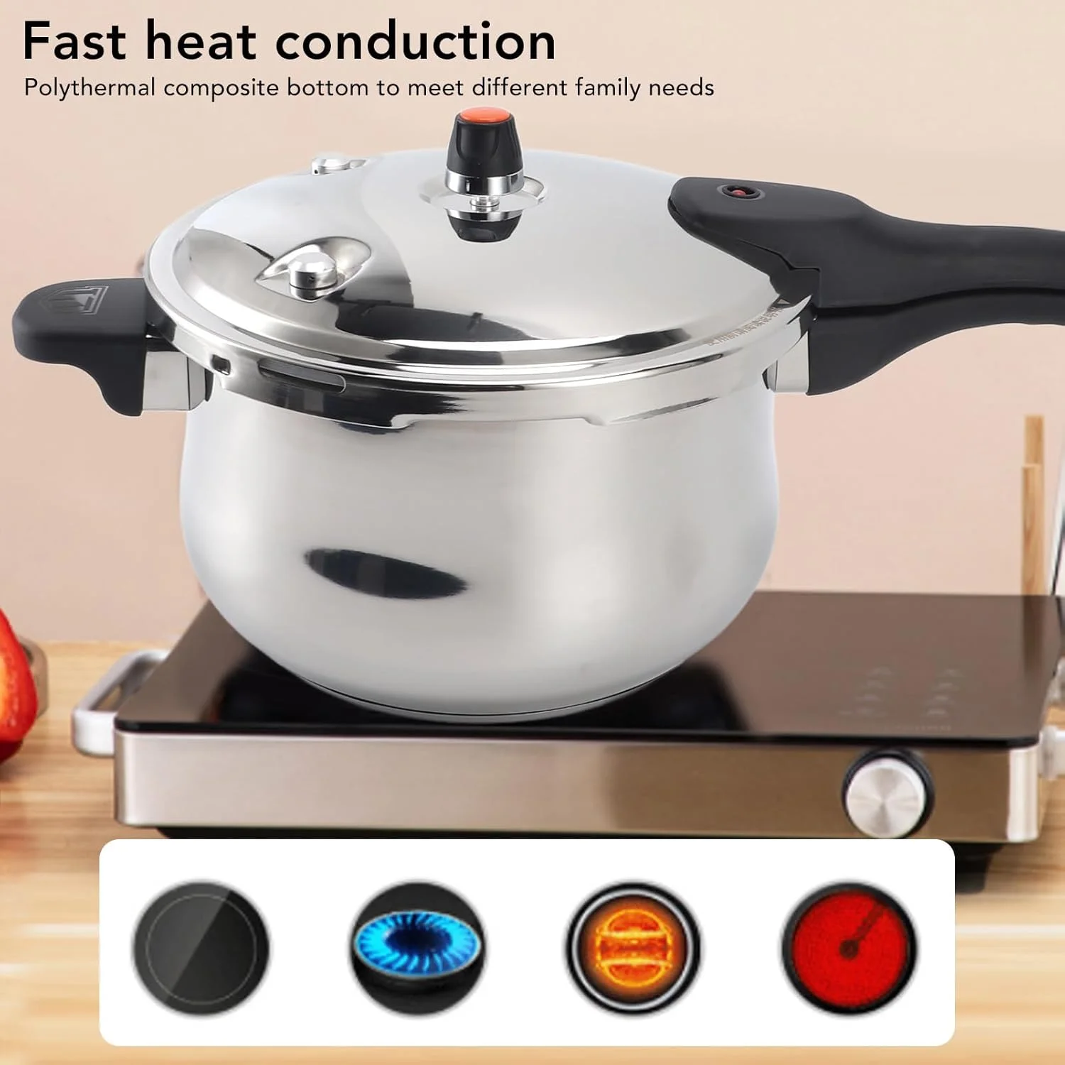 زودپز استیل ضد زنگ Luocute، قابلمه و تابه های 7 و 9 لیتری مناسب اجاق های القایی، زودپز بخار 80KPA برای پخت و پز سریع خانگی زودپز استیل ضد زنگ Luocute، قابلمه و تابه های 7 و 9 لیتری مناسب اجاق های القایی، زودپز بخار 80KPA برای پخت و پز سریع خانگی