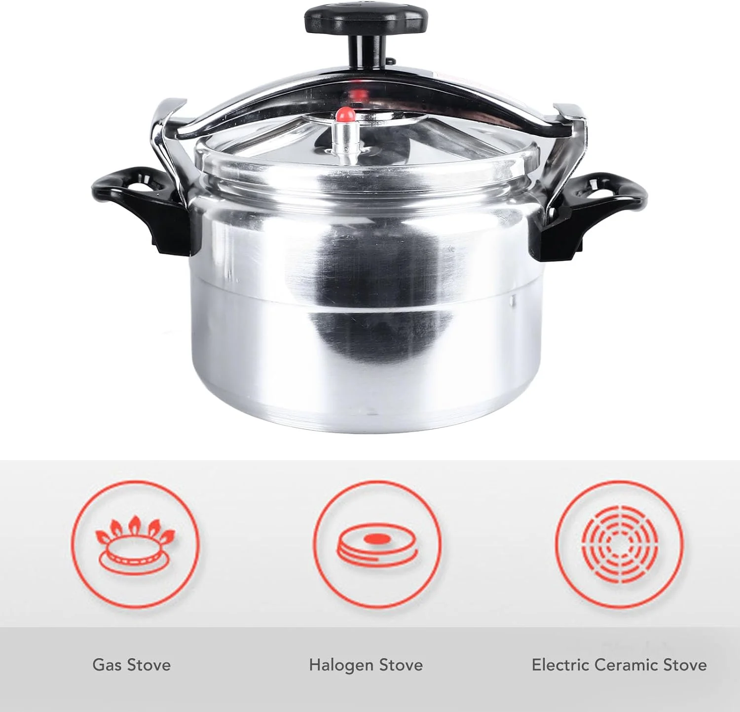 زودپز 5 لیتری Luocute، قابلمه فشاری آلیاژ آلومینیوم با دو دسته برای اجاق گاز، لایه داخلی بدون پوشش، پخت و پز سالم