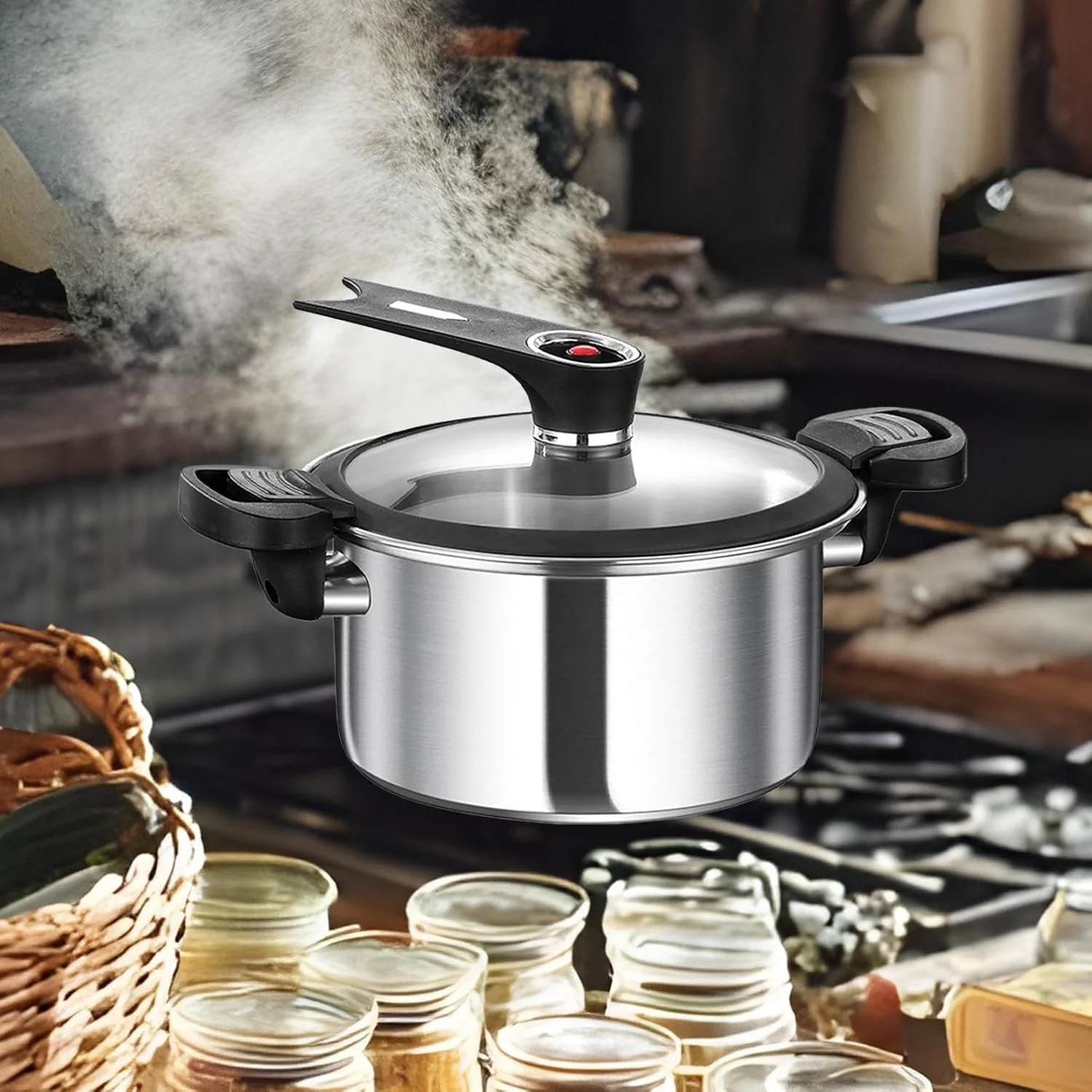 زودپز آشپزخانه، زودپز قابلمه خورشتی پخت سریع، لوازم جانبی آشپزخانه چند منظوره پخت سریع استیل ضد زنگ برای لوبیا گوشت استیک سوپ خورش غذاخوری