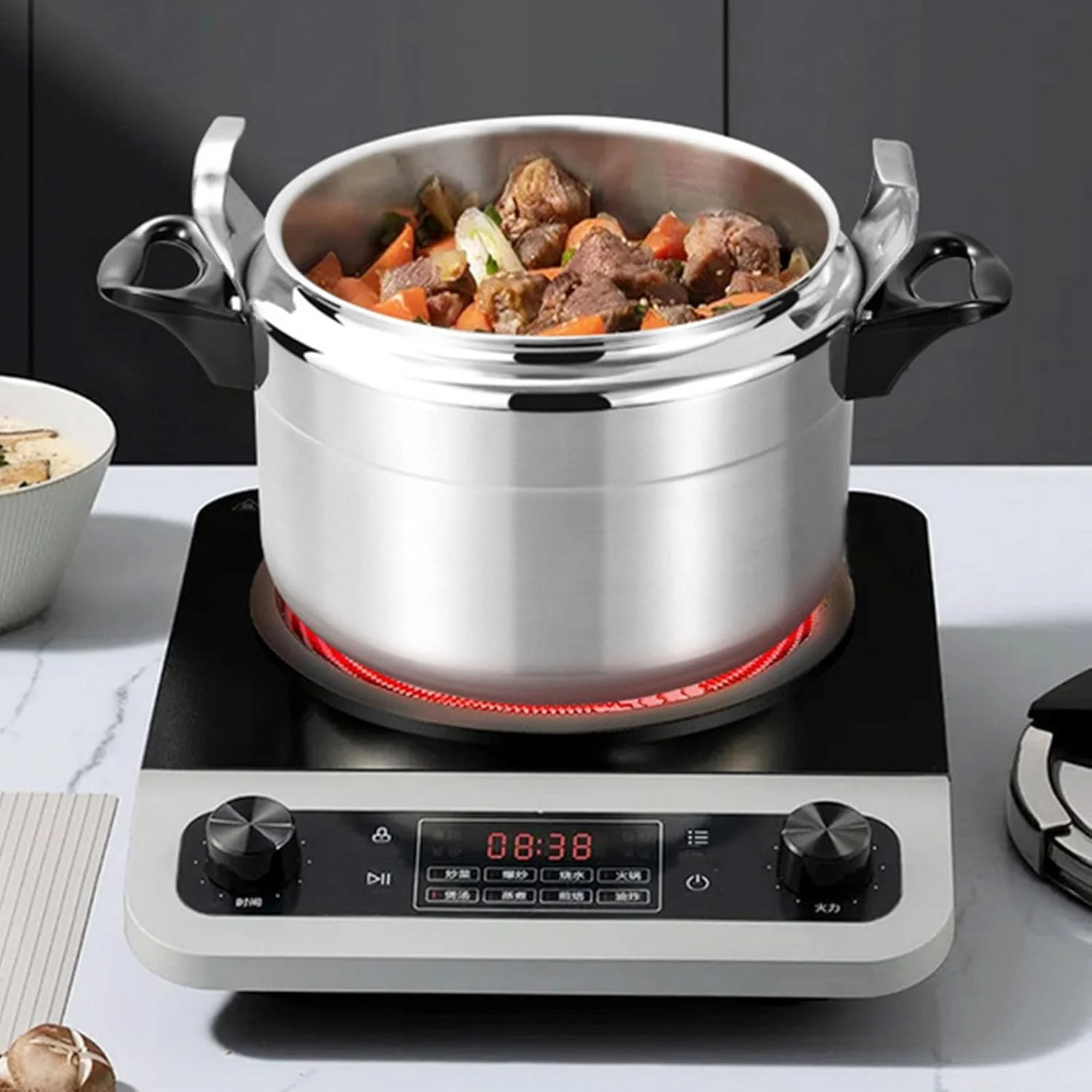 زودپز چند منظوره خانگی با ظرفیت بزرگ، زودپز استیل آلومینیومی ضخیم شده مناسب برای عروسی، جشن تولد، جشنواره ها، 2.5 لیتر