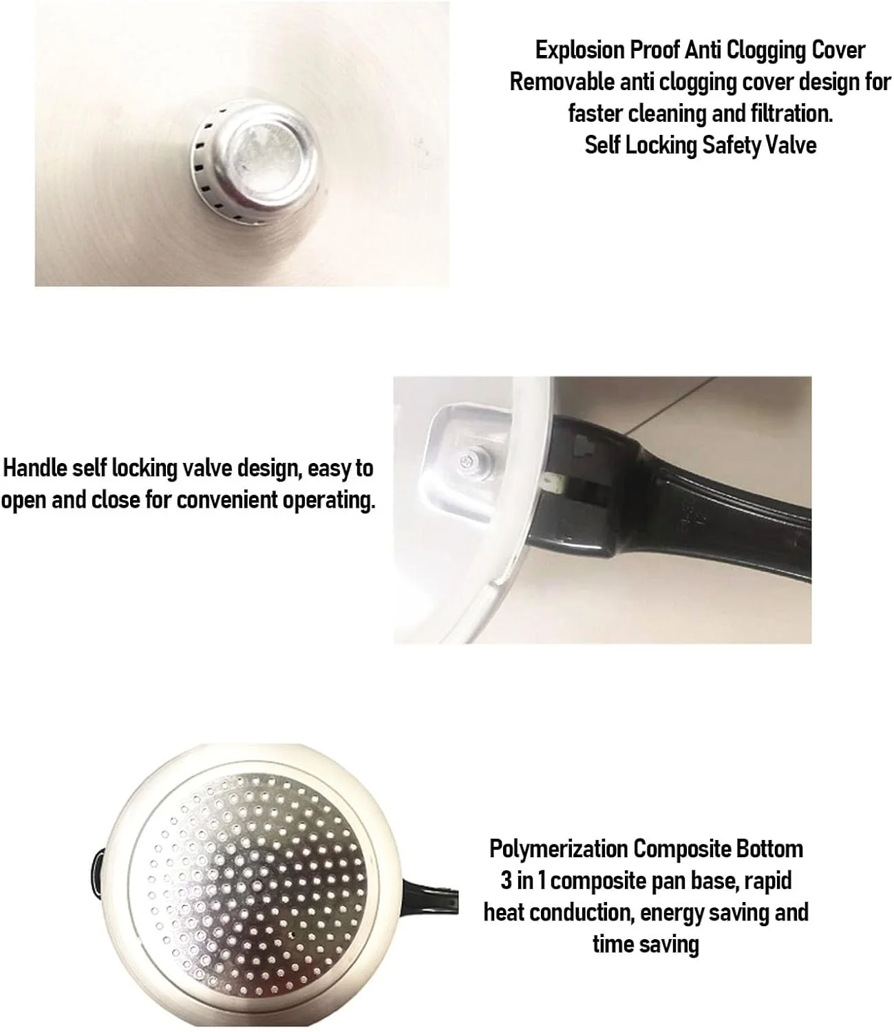 زودپز Luocute، قابلمه آلیاژ آلومینیوم با مقاومت بالا و ظرفیت بزرگ، پخت سریع، با سیستم قفل آسان، مناسب برای گاز، القایی الکتریکی، اجاق های مسطح (22CM/5L)