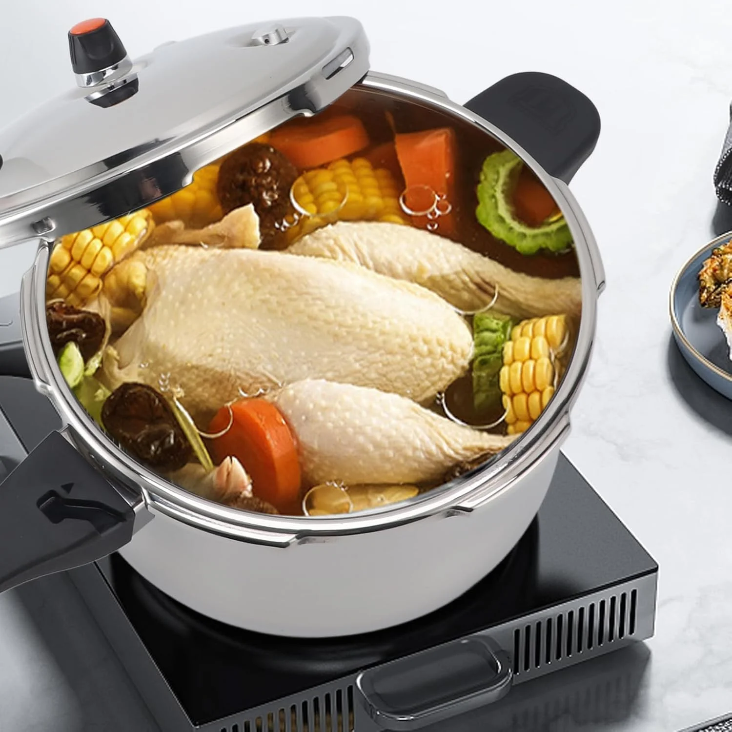 زودپز استیل Luocute، قابلمه و تابه های 7 و 9 لیتری مناسب اجاق گازهای القایی، زودپز بخار 80KPA مناسب اجاق گاز، شیر محدود کننده فشار برای پخت سریع خانگی زودپز استیل Luocute، قابلمه و تابه های 7 و 9 لیتری مناسب اجاق گازهای القایی، زودپز بخار 80KPA مناسب اجاق گاز، شیر محدود کننده فشار برای پخت سریع خانگی