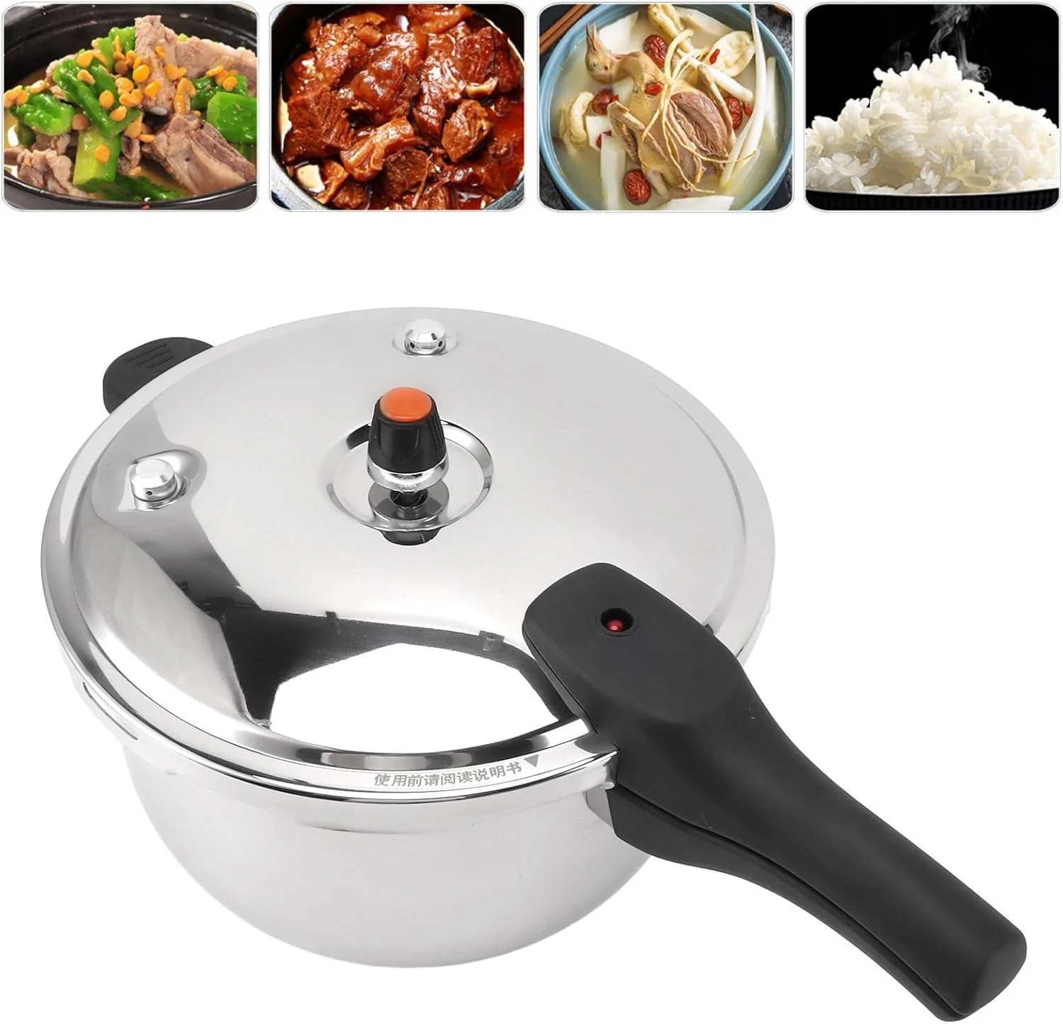 زودپز استیل ضد زنگ Dpofirs، زودپز فوق سریع، زودپزهای کوچک خانوادگی با دستگاه های دریچه فنری سازگار با اجاق گاز القایی (6 لیتر)