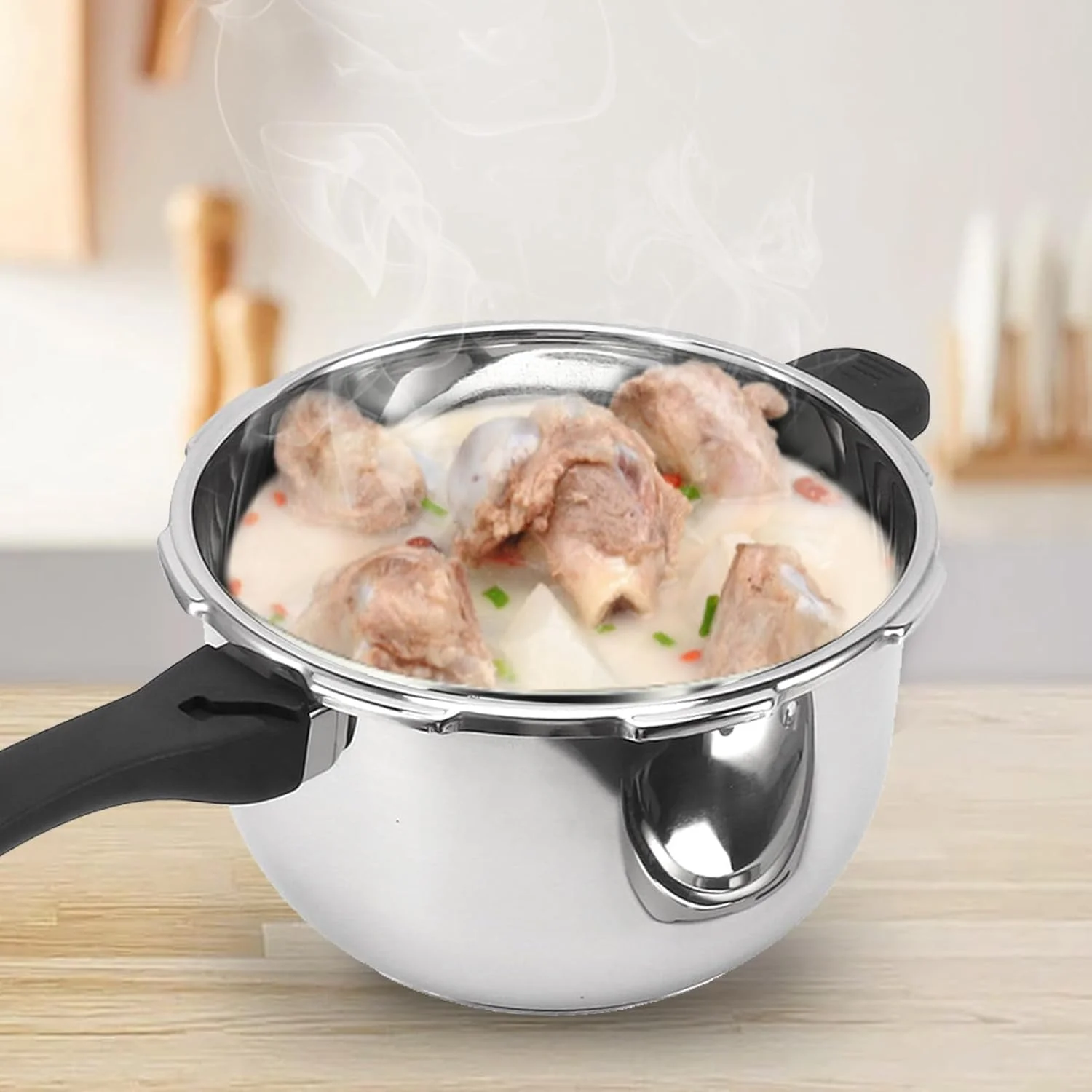 زودپز استیل ضد زنگ Dpofirs، زودپز فوق سریع، زودپزهای کوچک خانوادگی با دستگاه های دریچه فنری سازگار با اجاق گاز القایی (6 لیتر)