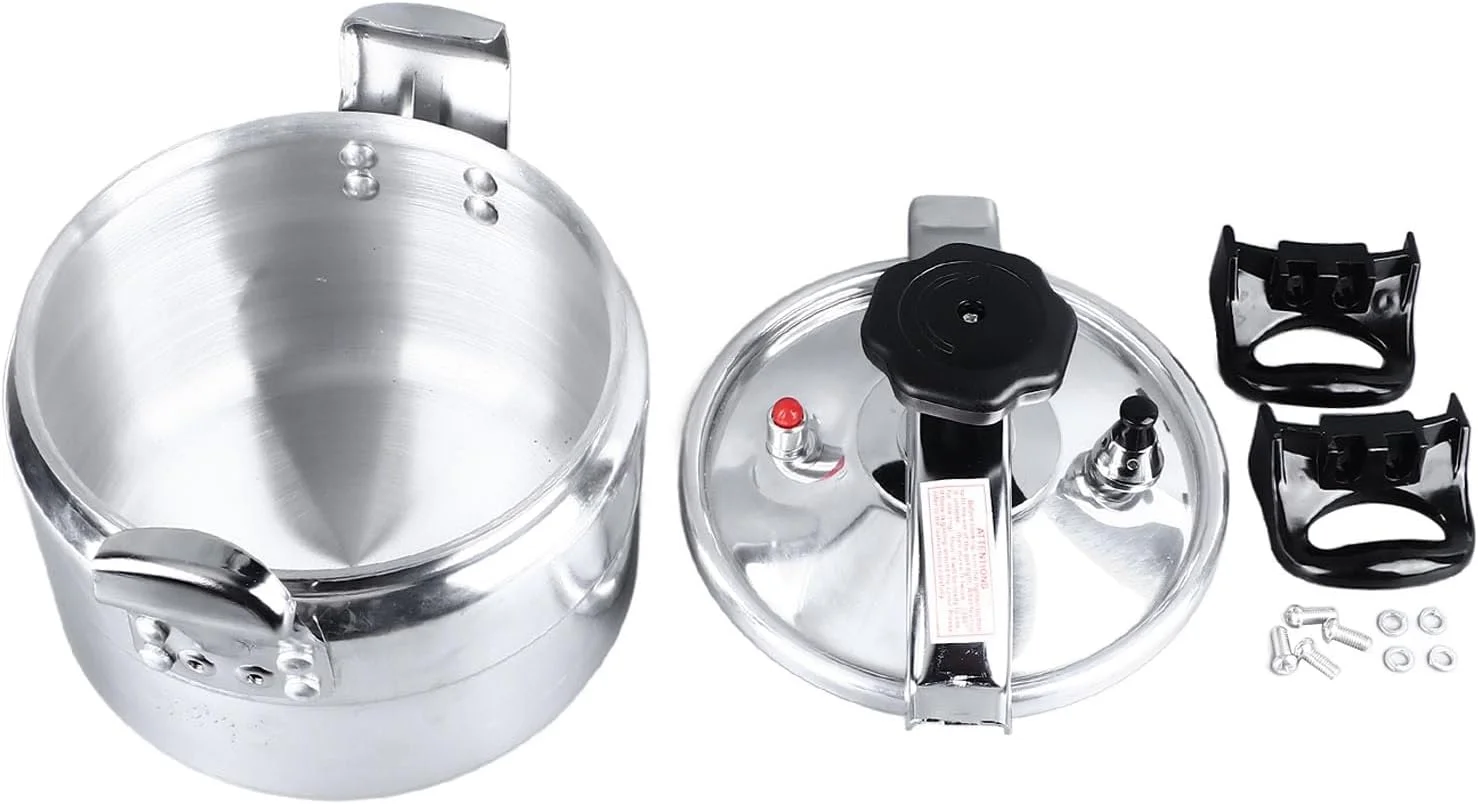 زودپز 5 لیتری Luocute، قابلمه فشاری آلیاژ آلومینیوم با دو دسته برای اجاق گاز، لایه داخلی بدون پوشش، پخت و پز سالم