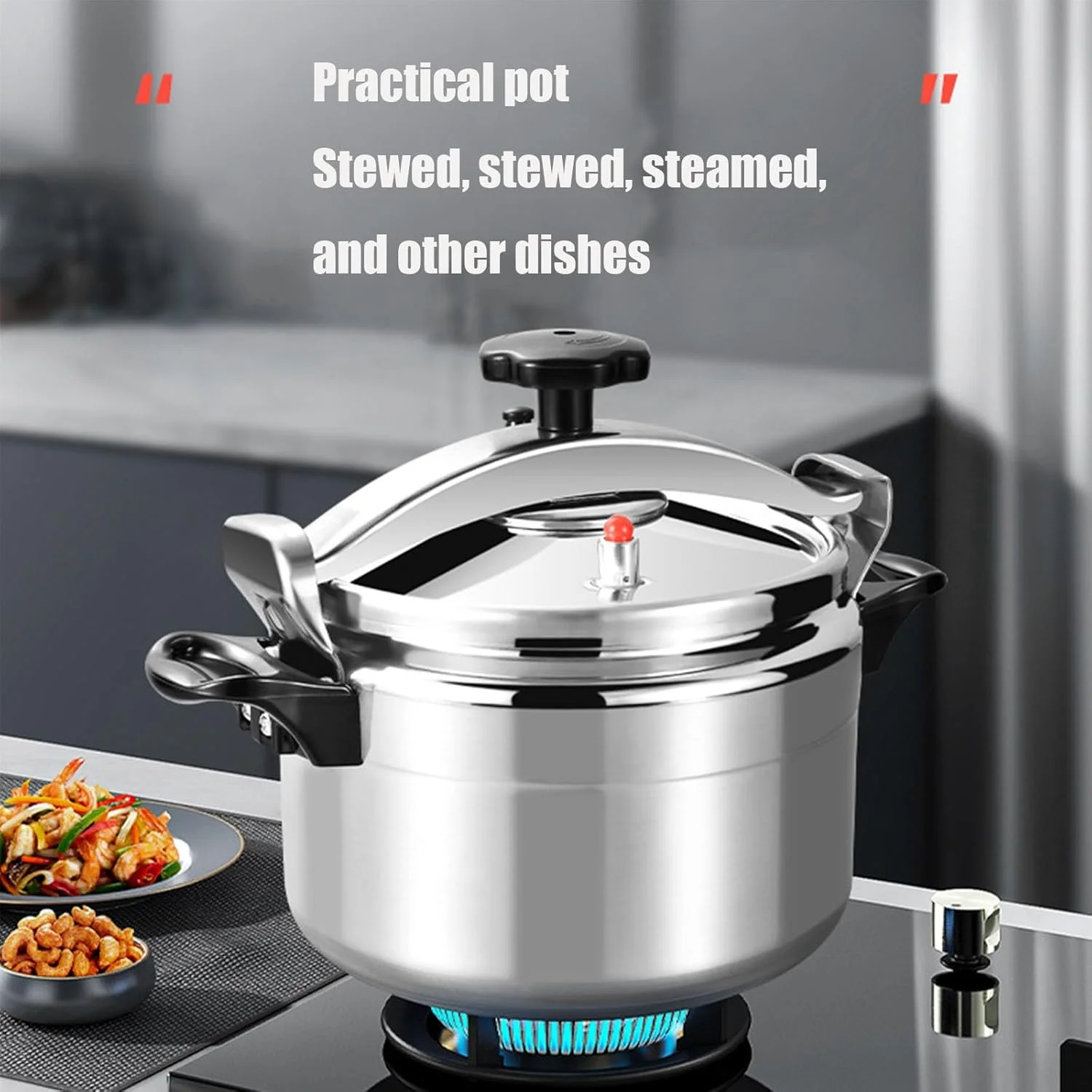 زودپز چند منظوره خانگی با ظرفیت بزرگ، زودپز استیل آلومینیومی ضخیم شده مناسب برای عروسی، جشن تولد، جشنواره ها، 2.5 لیتر