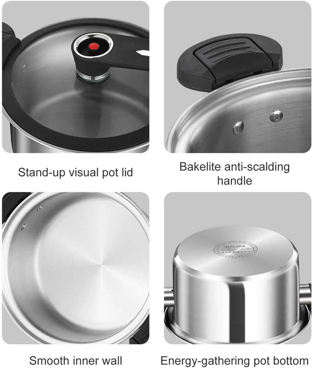 زودپز آشپزخانه، قابلمه زودپز برای پخت سریع، لوازم جانبی آشپزخانه چند منظوره پخت سریع از جنس استیل ضد زنگ برای پخت لوبیا، گوشت، استیک، سوپ و خورشت