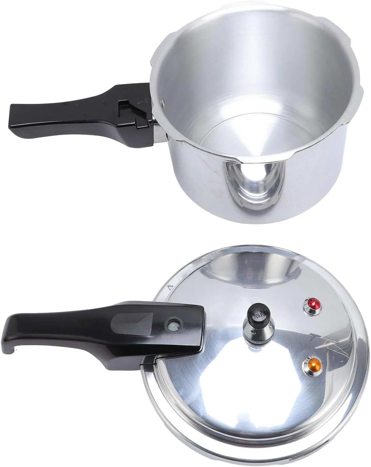 زودپز Luocute، قابلمه آلیاژ آلومینیوم با مقاومت بالا، ظرفیت بزرگ، پخت سریع، با سیستم قفل آسان، مناسب برای اجاق گاز، القایی برقی و صفحه تخت (22 سانتی متر/5 لیتر)