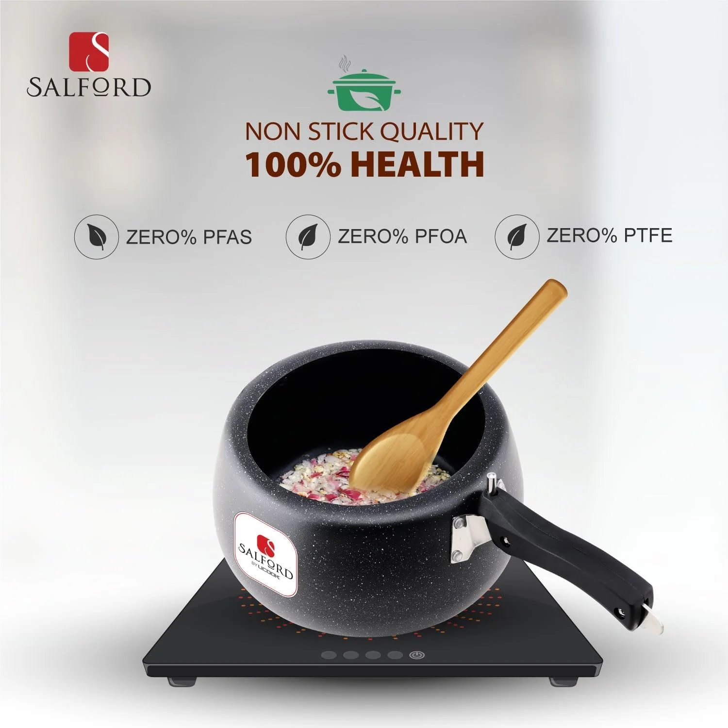 زودپز سرامیکی سالفورد بای یوکوک، درب داخلی محدب، مدل QPR، کف القایی، بدنه بیرونی مشکی خالدار، 3 لیتر زودپز سرامیکی سالفورد بای یوکوک، درب داخلی محدب، مدل QPR، کف القایی، بدنه بیرونی مشکی خالدار، 3 لیتر