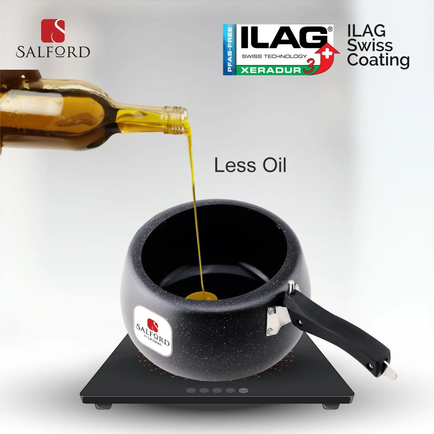 زودپز سرامیکی سالفورد بای یوکوک، درب داخلی محدب، مدل QPR، کف القایی، بدنه بیرونی مشکی خالدار، 3 لیتر زودپز سرامیکی سالفورد بای یوکوک، درب داخلی محدب، مدل QPR، کف القایی، بدنه بیرونی مشکی خالدار، 3 لیتر