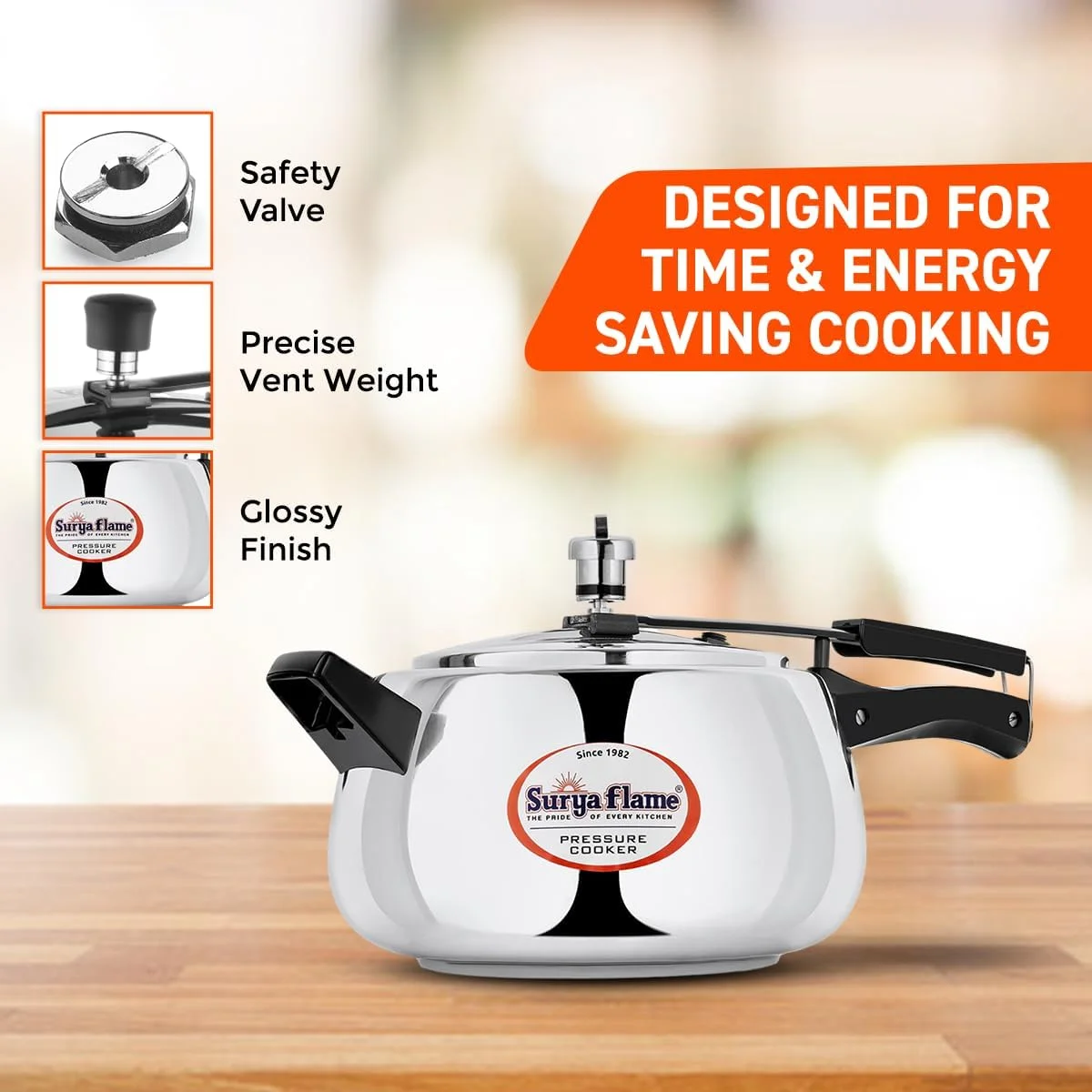 زودپز استیل سوریا فلیم 5 لیتری با درب داخلی، سازگار با گاز و القایی، دارای گواهی ISI (نقره ای) زودپز استیل سوریا فلیم 5 لیتری با درب داخلی، سازگار با گاز و القایی، دارای گواهی ISI (نقره ای)