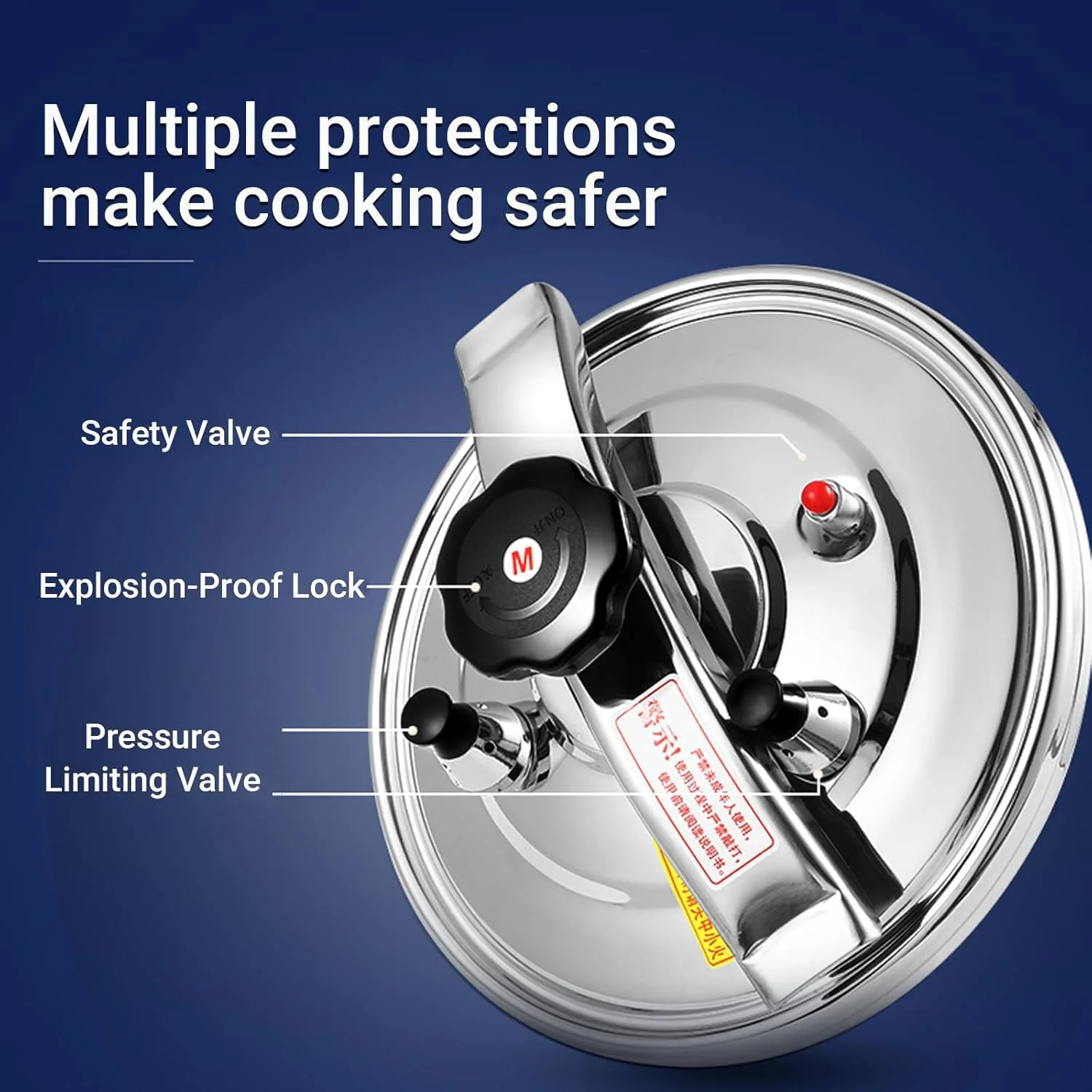 زودپز استیل 304، 5 در 1 چند منظوره با ظرفیت بزرگ مناسب برای پخت و پز روی اجاق گاز و اجاق های القایی، 22 سانتی متر