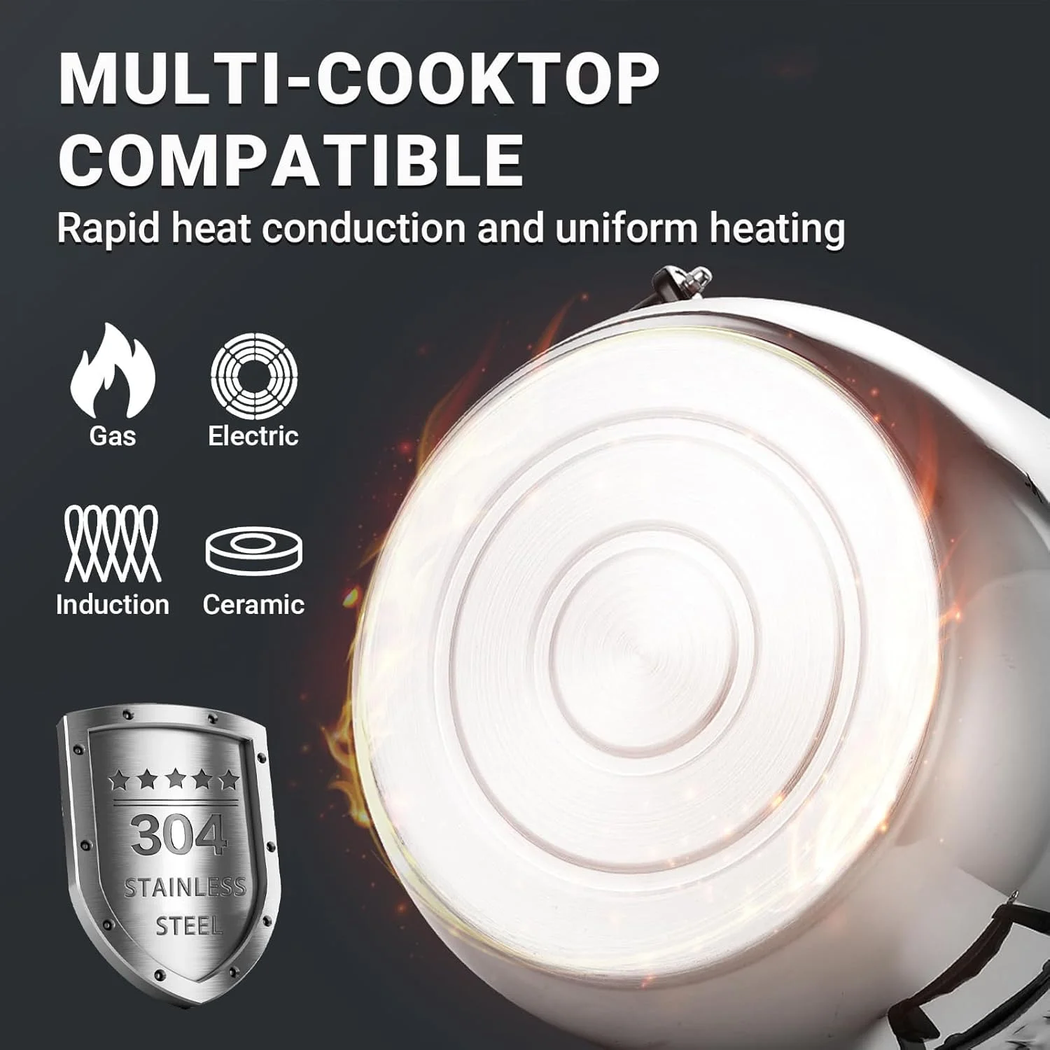 زودپز استیل 304، 5 در 1 چند منظوره با ظرفیت بزرگ مناسب برای پخت و پز روی اجاق گاز و اجاق های القایی، 22 سانتی متر