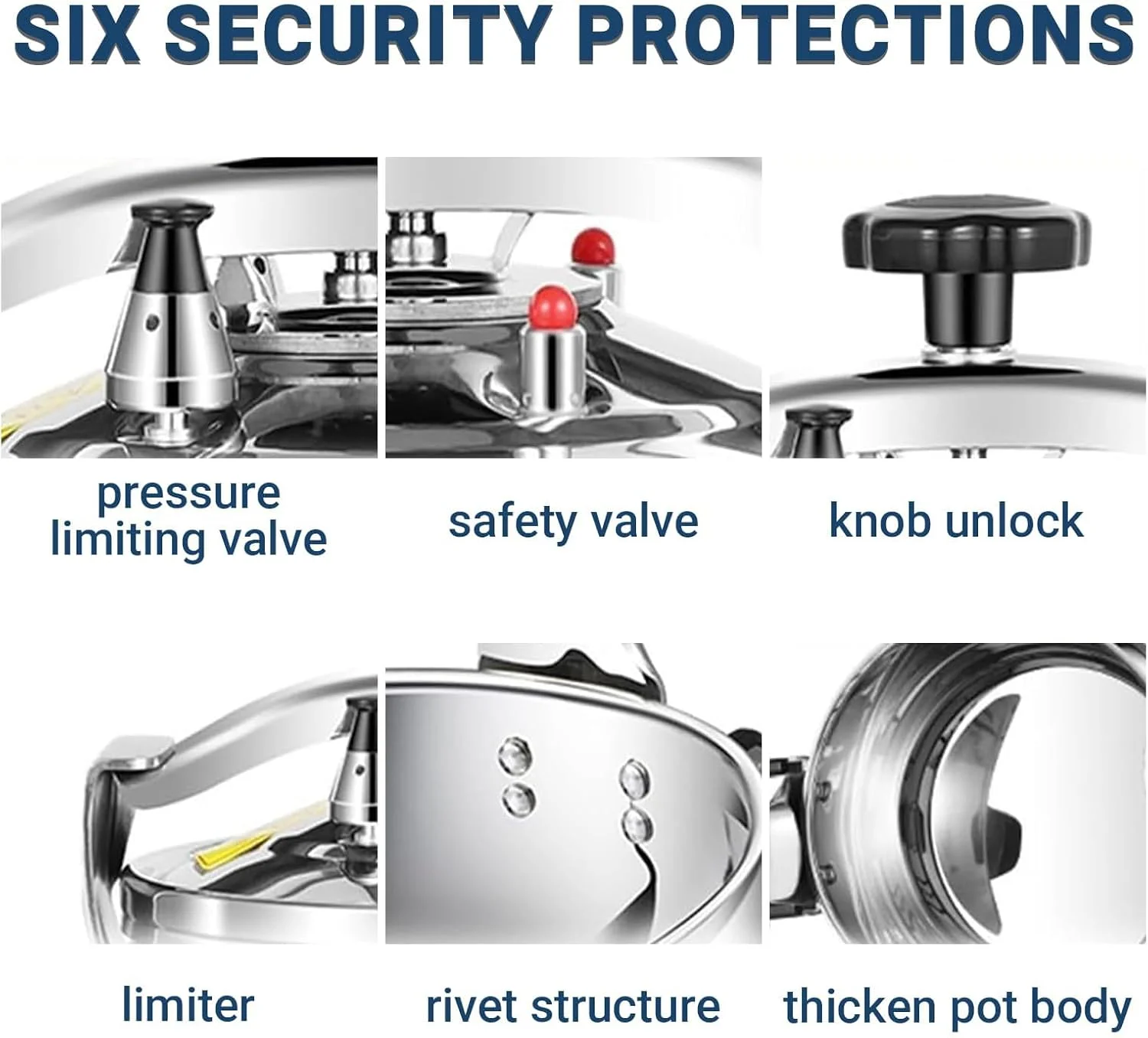 زودپز استیل 304، 5 در 1 چند منظوره با ظرفیت بزرگ مناسب برای پخت و پز روی اجاق گاز و اجاق های القایی، 22 سانتی متر