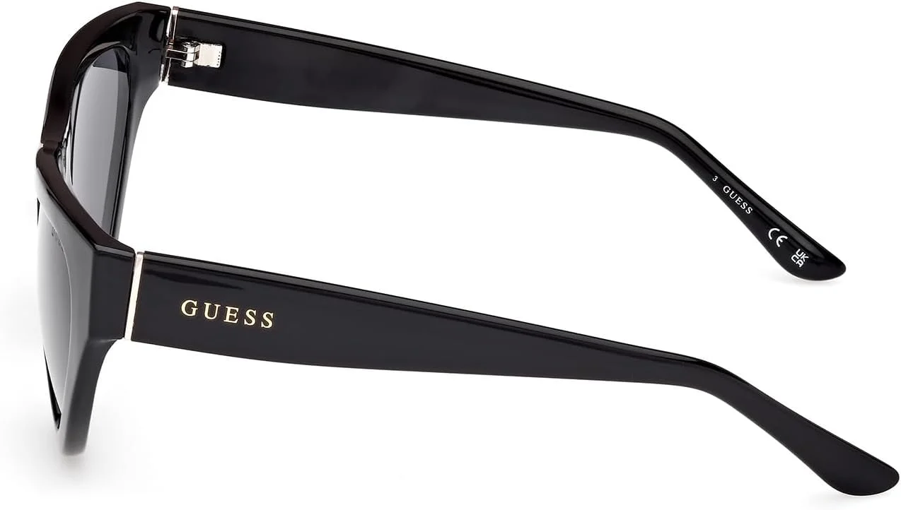 عینک آفتابی زنانه گربه ای مشکی GUESS GU0015201A57 با فریم کامل پلاستیکی و محافظت UV