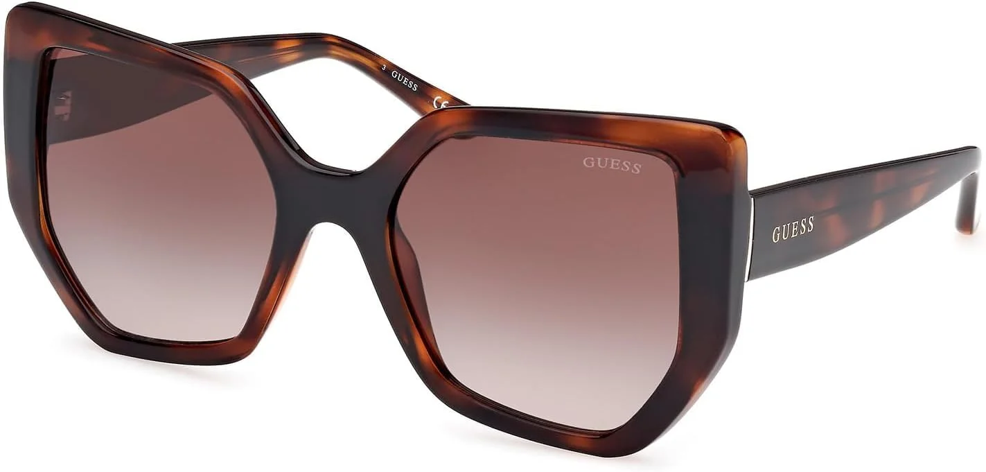 عینک آفتابی زنانه گس GU0015452F55 قهوه ای پلاستیکی با فریم کامل نامتقارن و محافظت UV