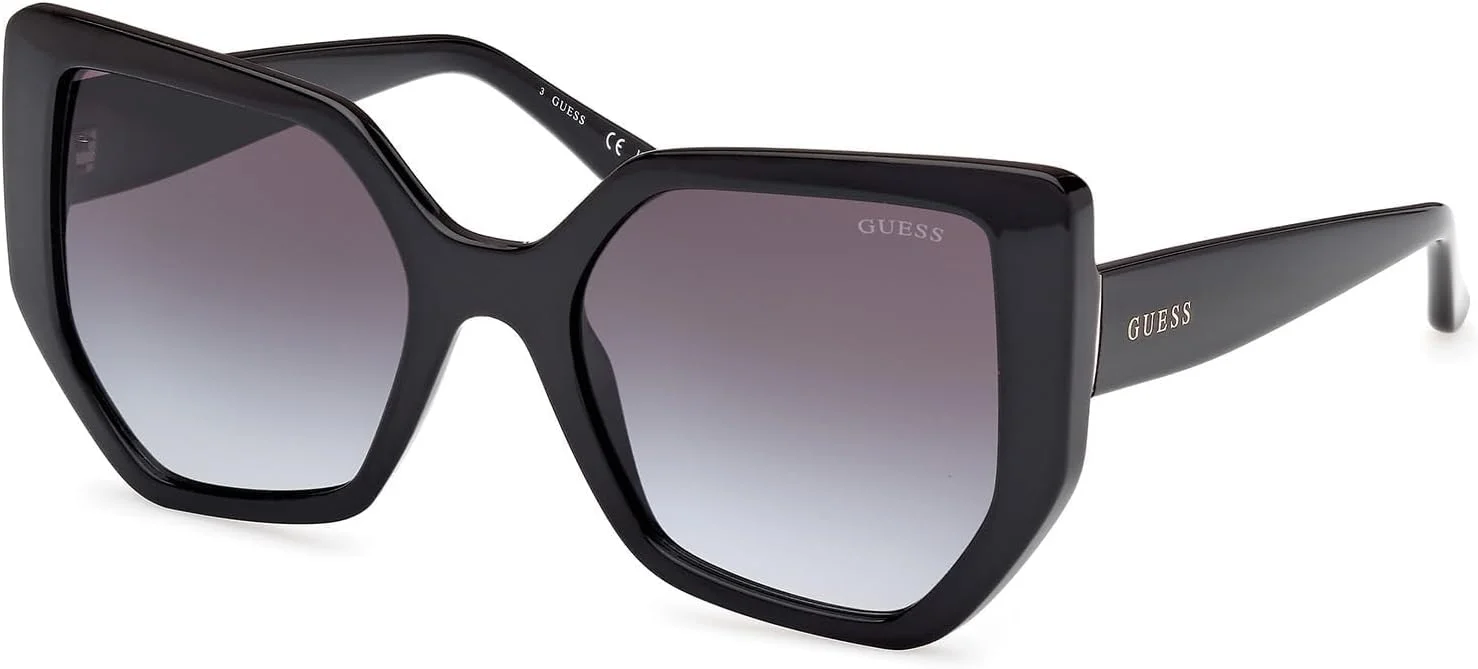 عینک آفتابی زنانه GUESS GU0015401B55 با فریم کامل نامتقارن پلاستیکی مشکی و محافظت UV عینک آفتابی زنانه GUESS GU0015401B55 با فریم کامل نامتقارن پلاستیکی مشکی و محافظت UV