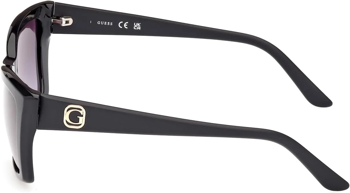 عینک آفتابی زنانه GUESS مدل GU0009801B55، مشکی براق، 55 میلی متر، محافظت در برابر اشعه UV
