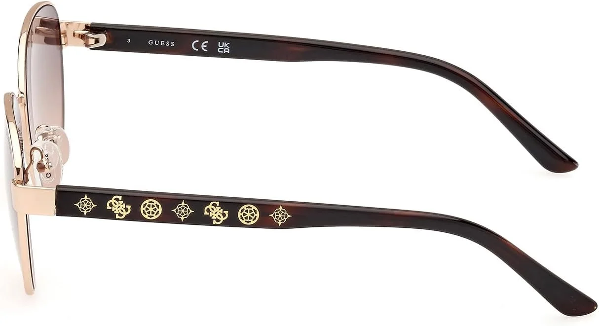 عینک آفتابی زنانه GUESS مدل GU0010132F55، طلایی کم رنگ براق، 55 میلی متر، محافظت در برابر اشعه UV